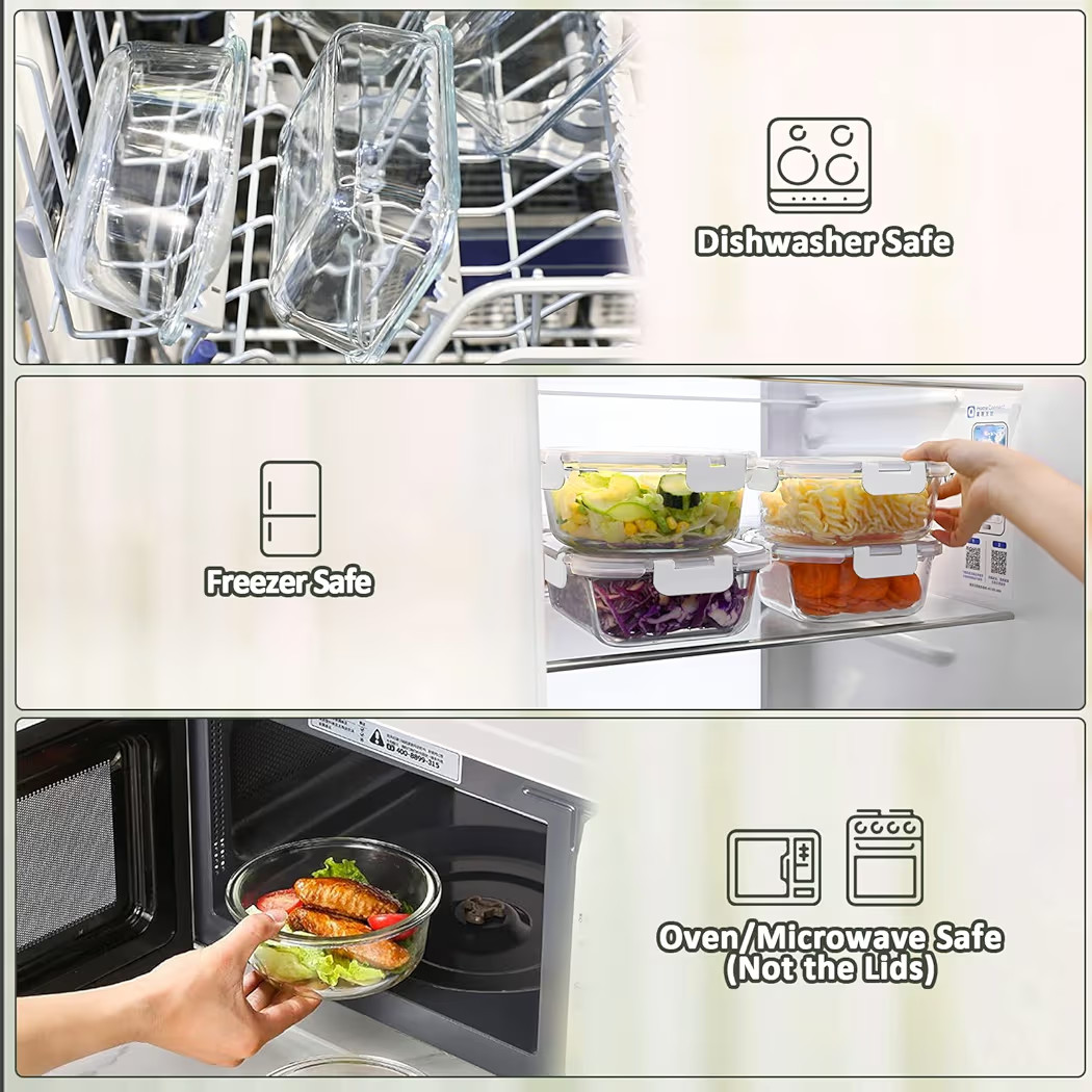 [10-Pack]Glass Meal Prep Containers with Lids, MCIRCO Glass Food Storage Contain