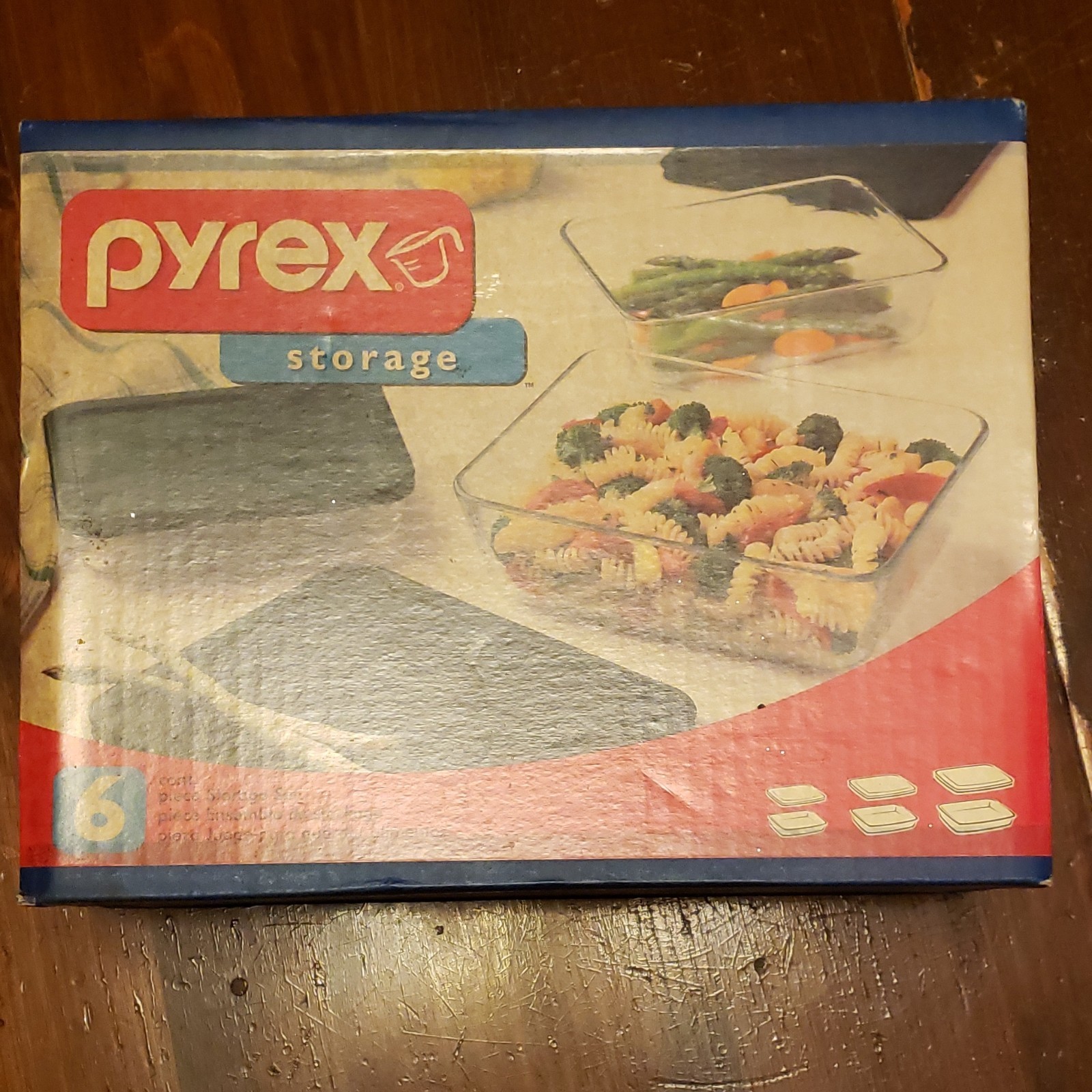 Pyrex 6pc Clear Glass 3.5 Cup Rectangular Storage Containers w/ Snap Lids