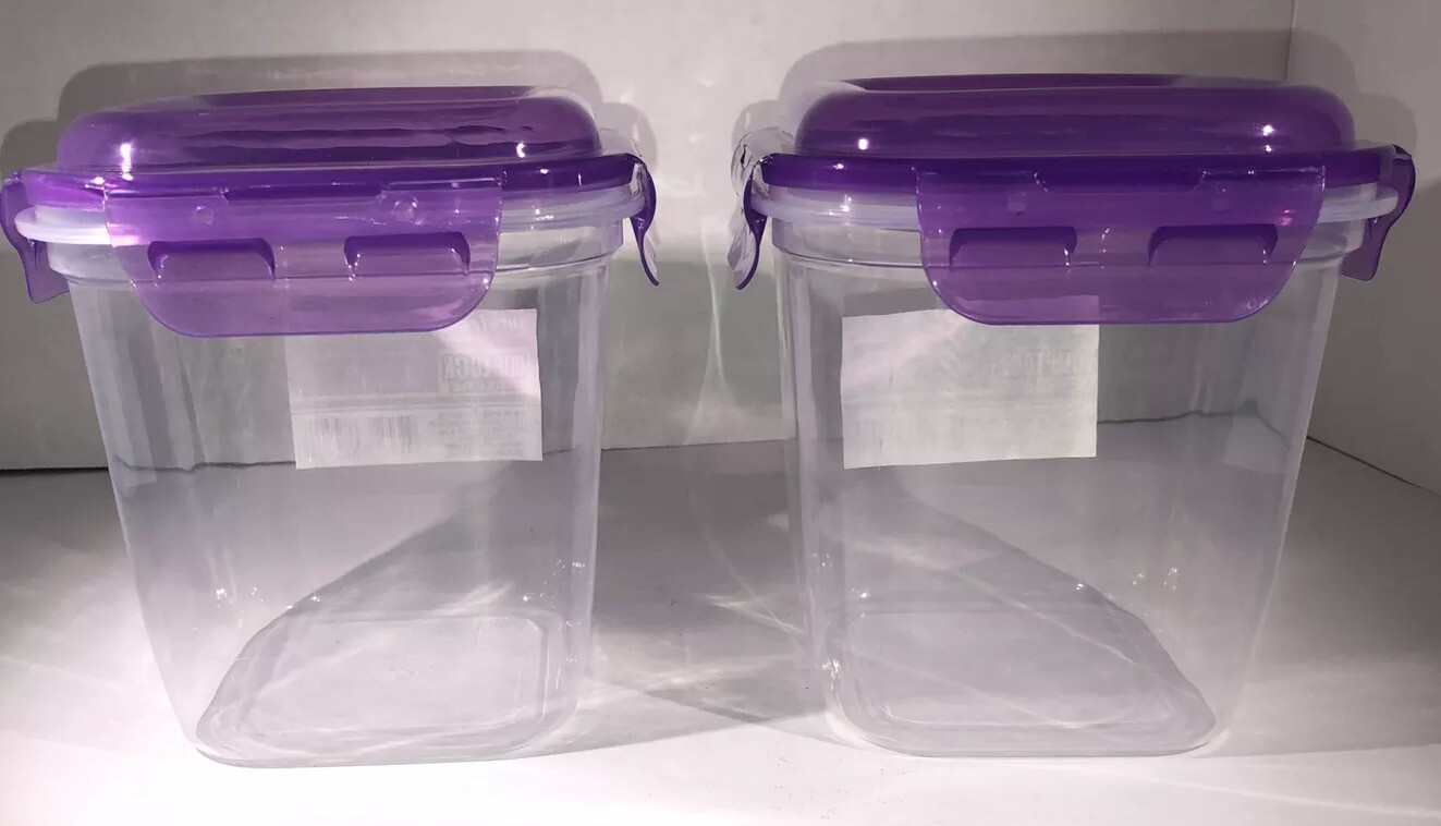 2ea 6.75Cup Sure Fresh Dry/Cold/Freezer Food Storage Containers W Clip-Lock Lids