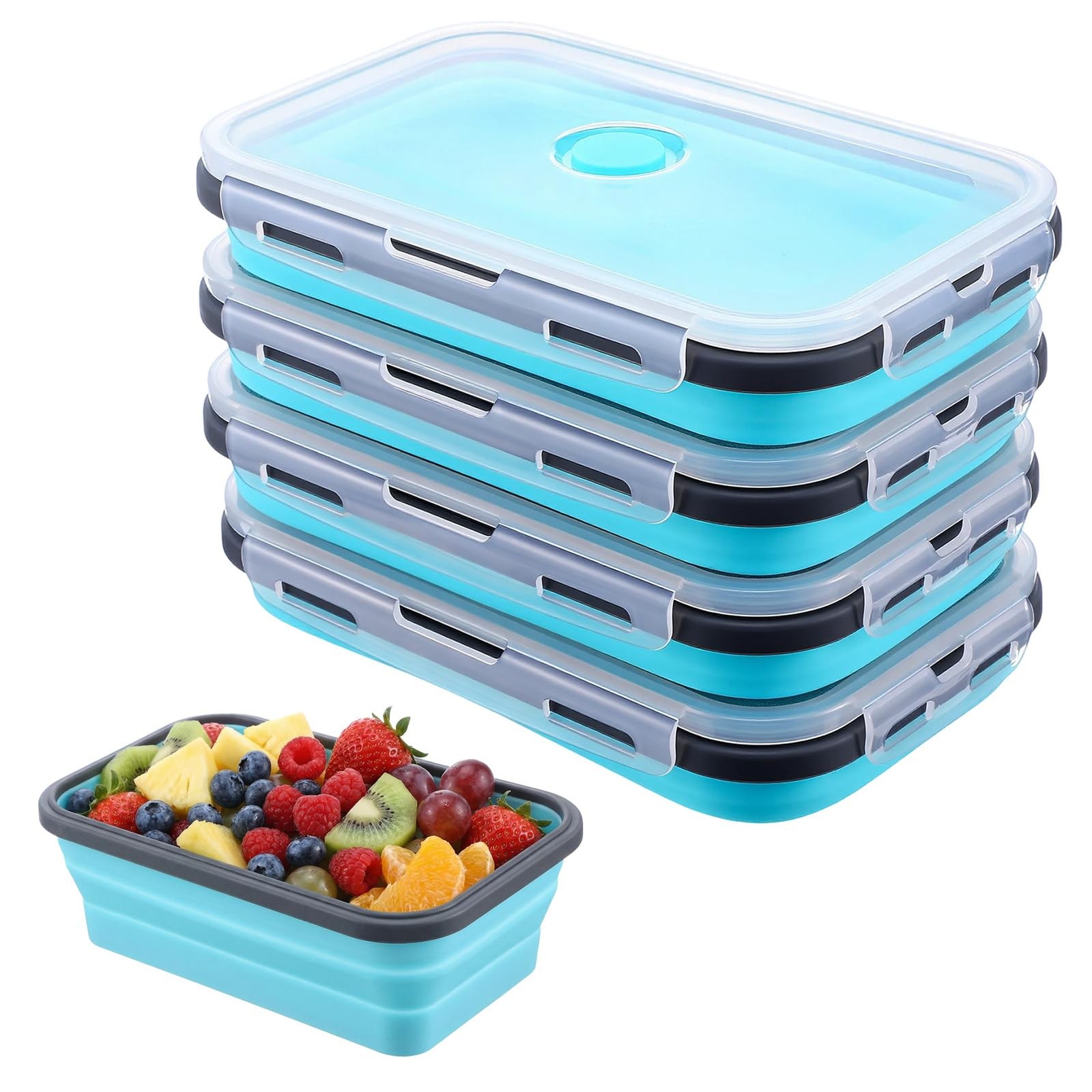 4 Pack 40oz Collapsible Food Storage Containers Marinating Container with Lid…
