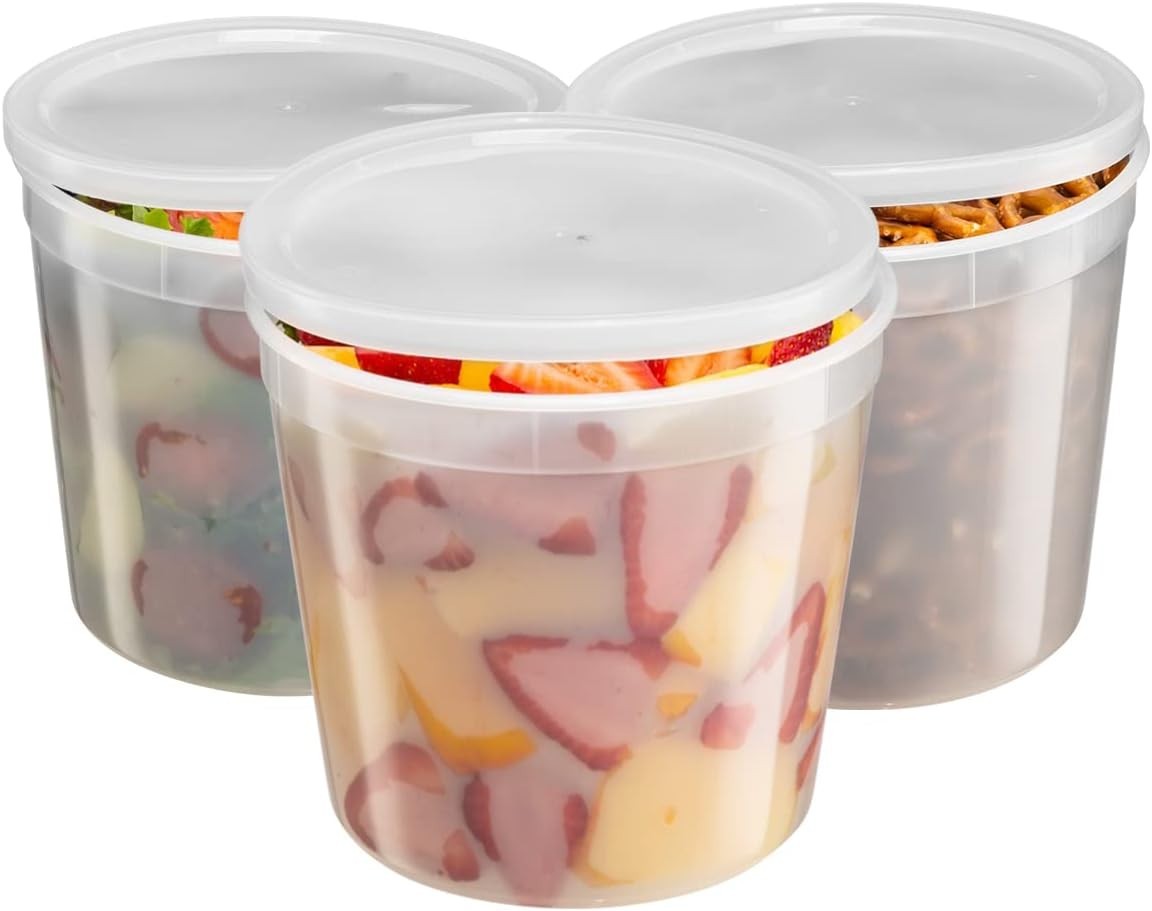 20 Sets 86oz Plastic Deli Food Storage Containers with Lids BPA Free