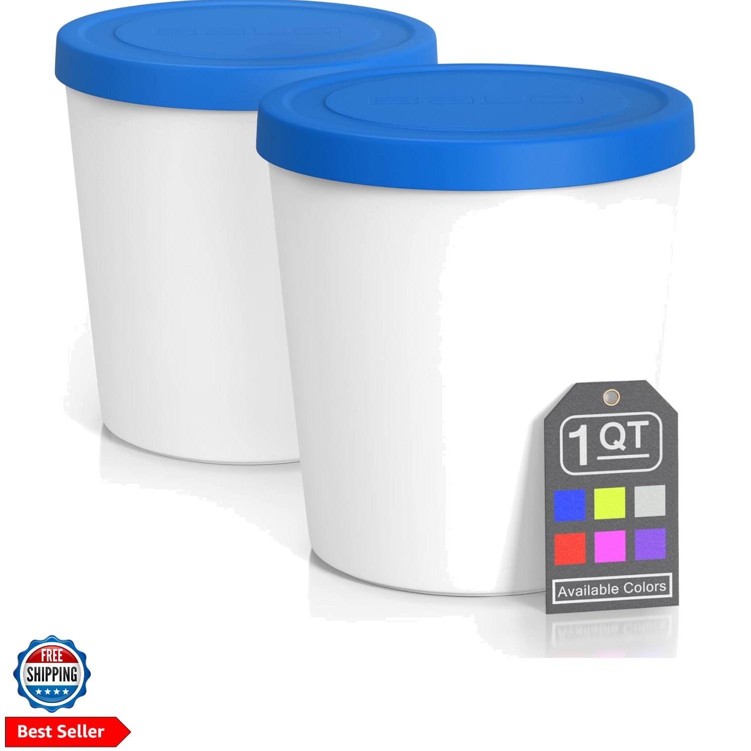 Ice Cream Containers 2 Pack – 1 Quart Each Perfect Freezer Storage Tubs with …