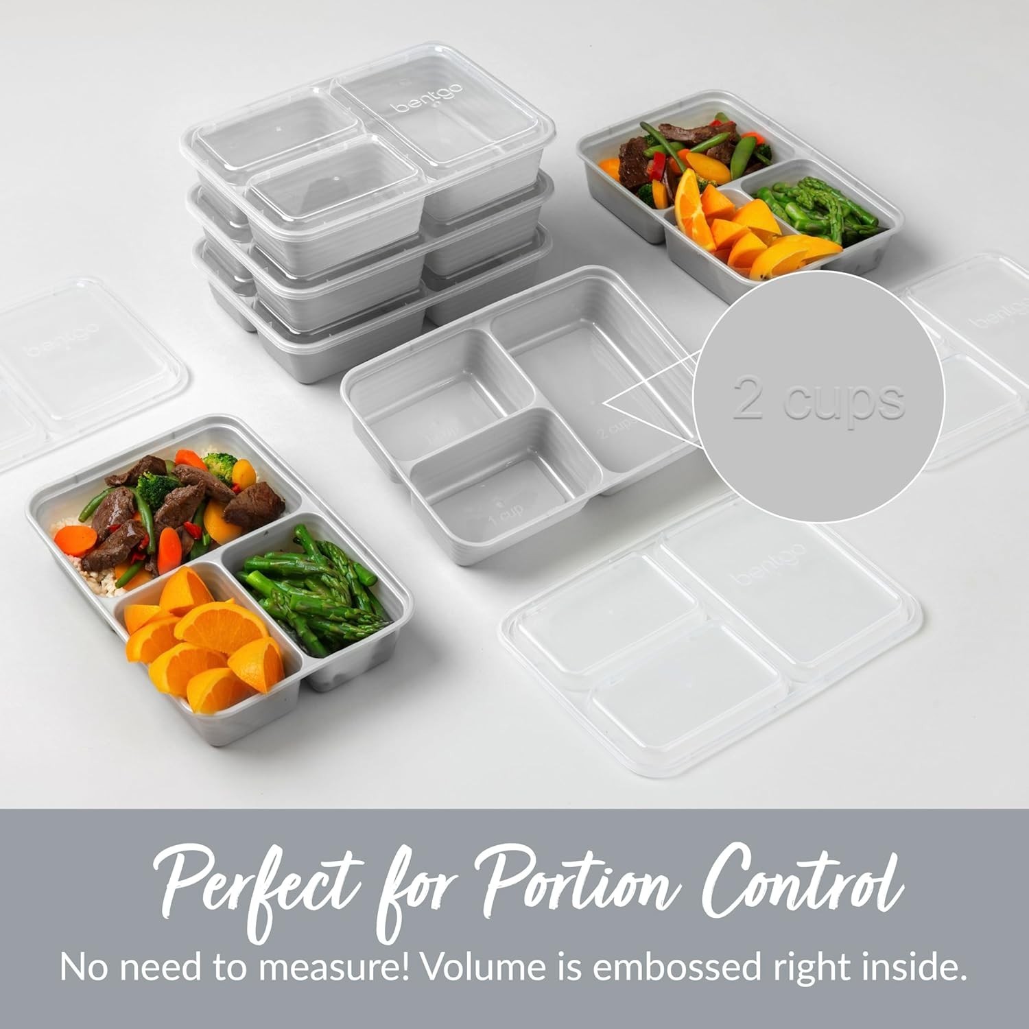 Prep – 20-Piece 3-Compartment Reusable Meal Prep Containers with Lids, PFAS &…