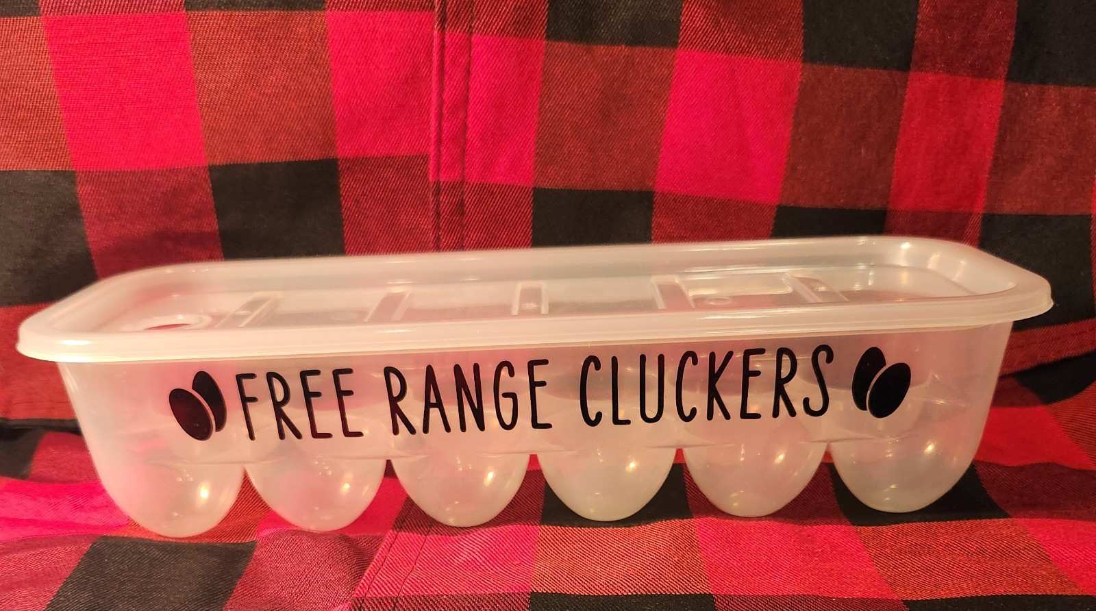 Egg Carton. Egg Storage. Egg Holder. “Free Range Cluckers”