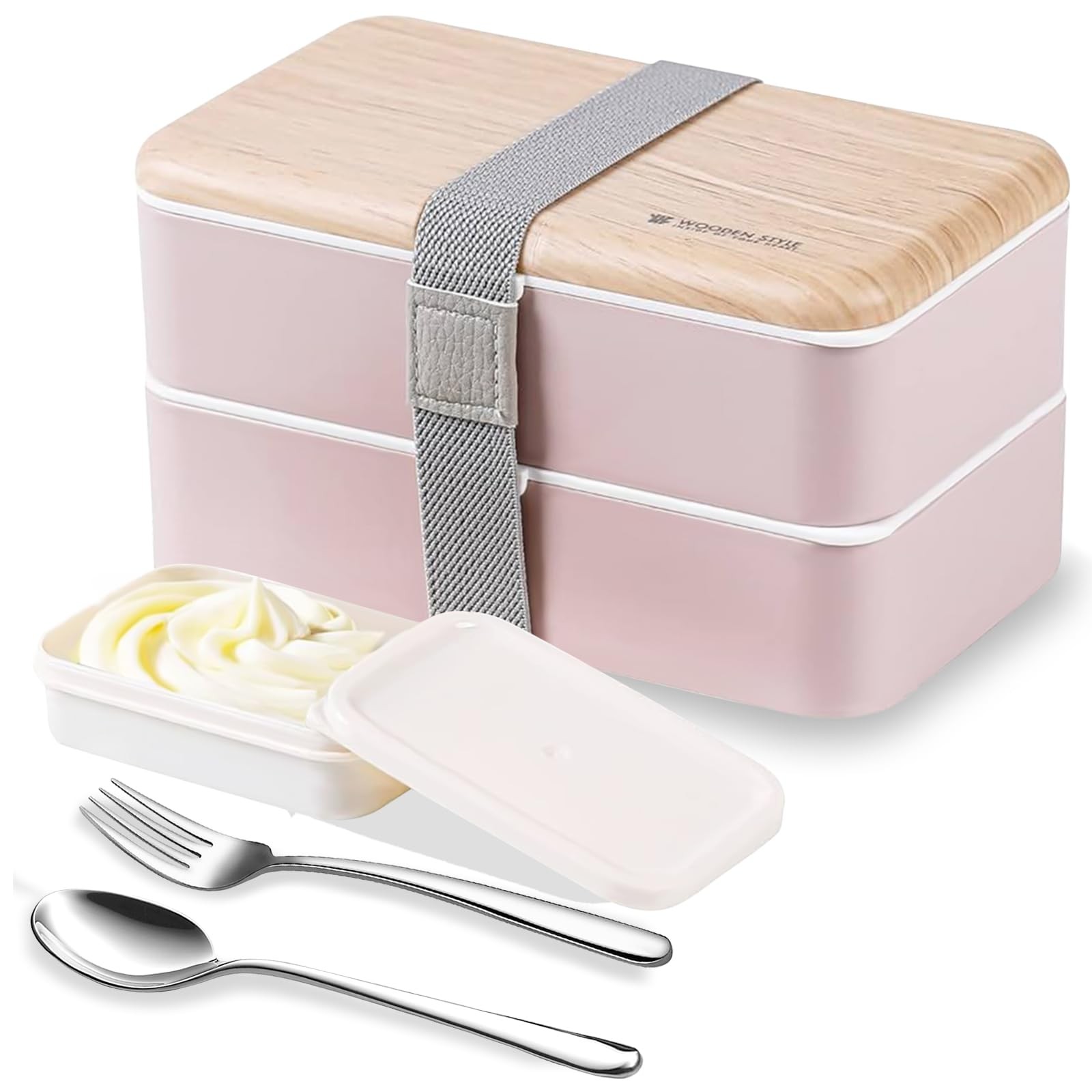 Binoster Original Bento Box Lunch Japanese Style 2 9.2X10.5X18.5CM, Pink