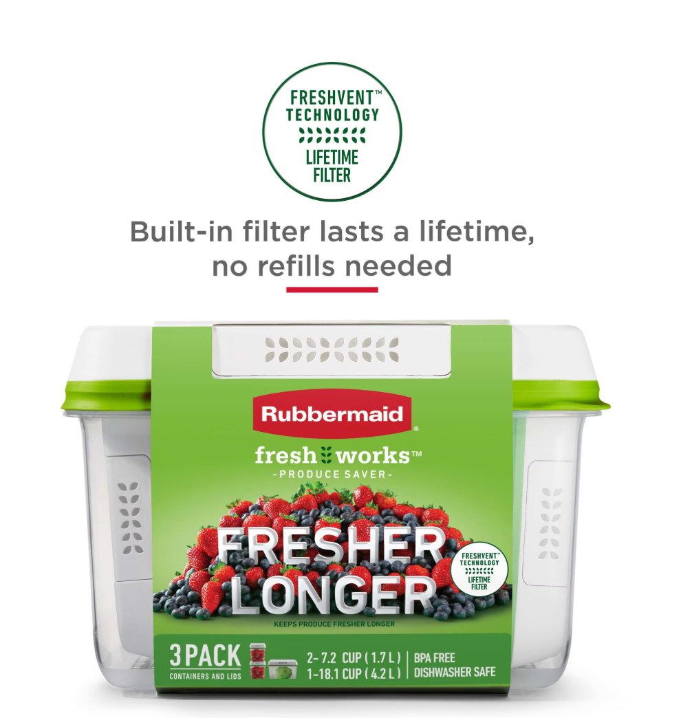 Rubbermaid FreshWorks Produce Saver, 6 Piece set of Medium