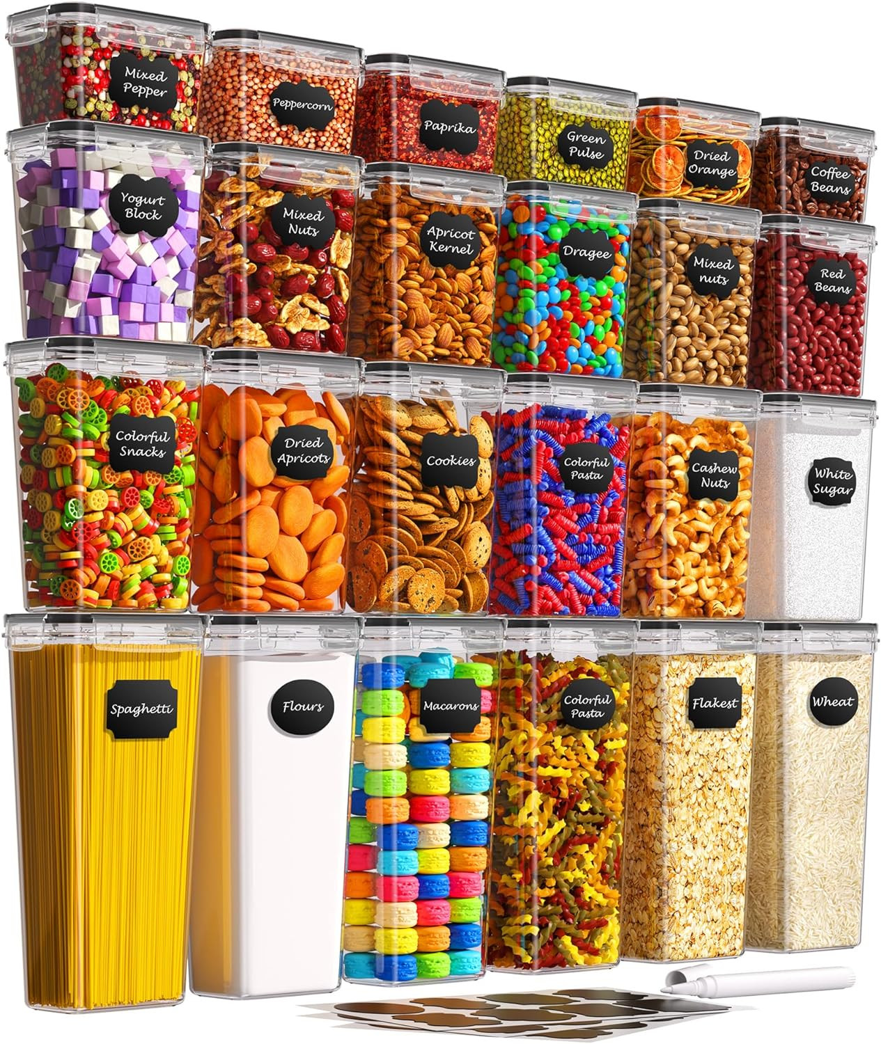 Airtight Food Storage Containers with Lids, 24 PCS Kitchen and Pantry Organizati