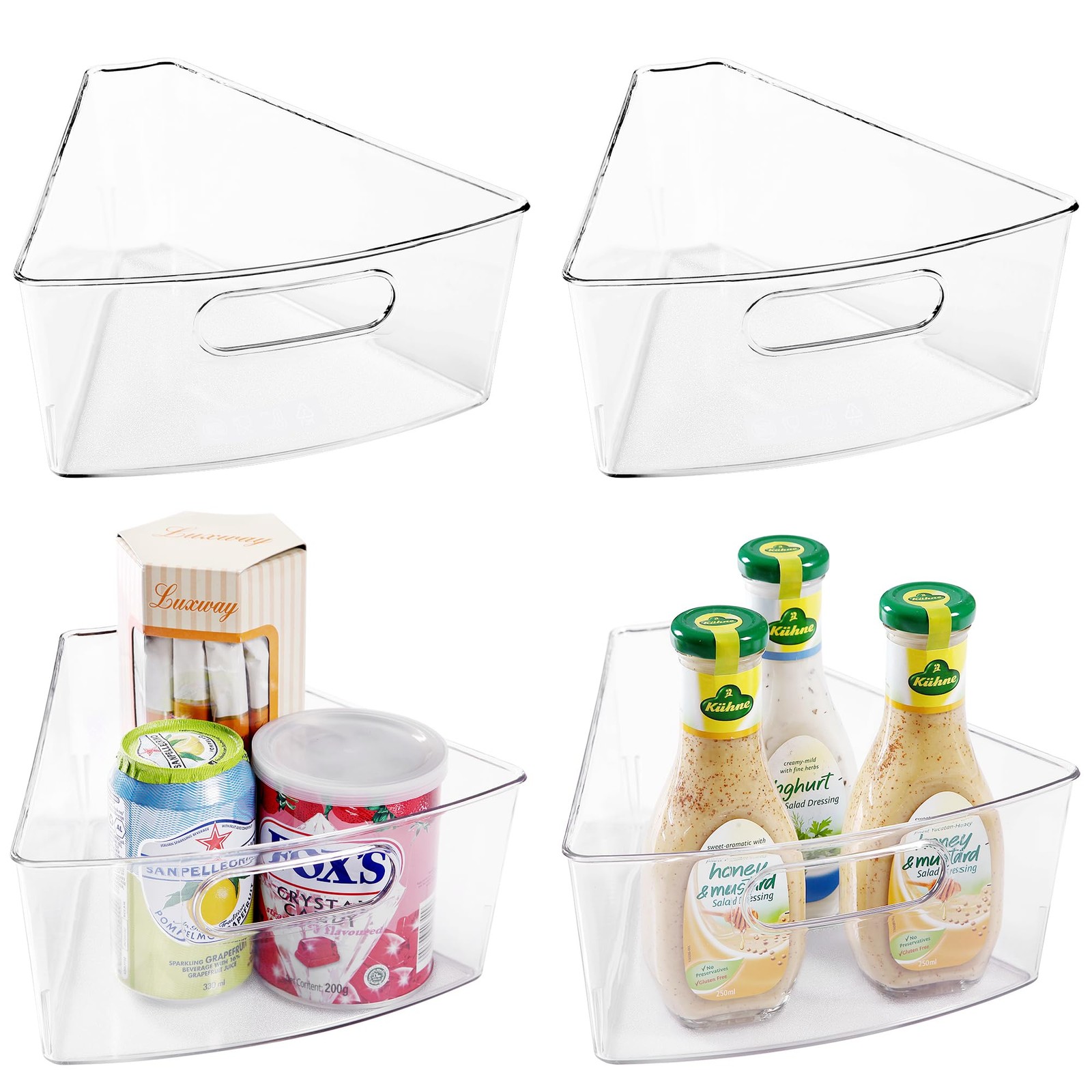 Oubonun Lazy Susan Organizers Set of 4 10.2”x 9.4”x 4” Plastic Transpar…