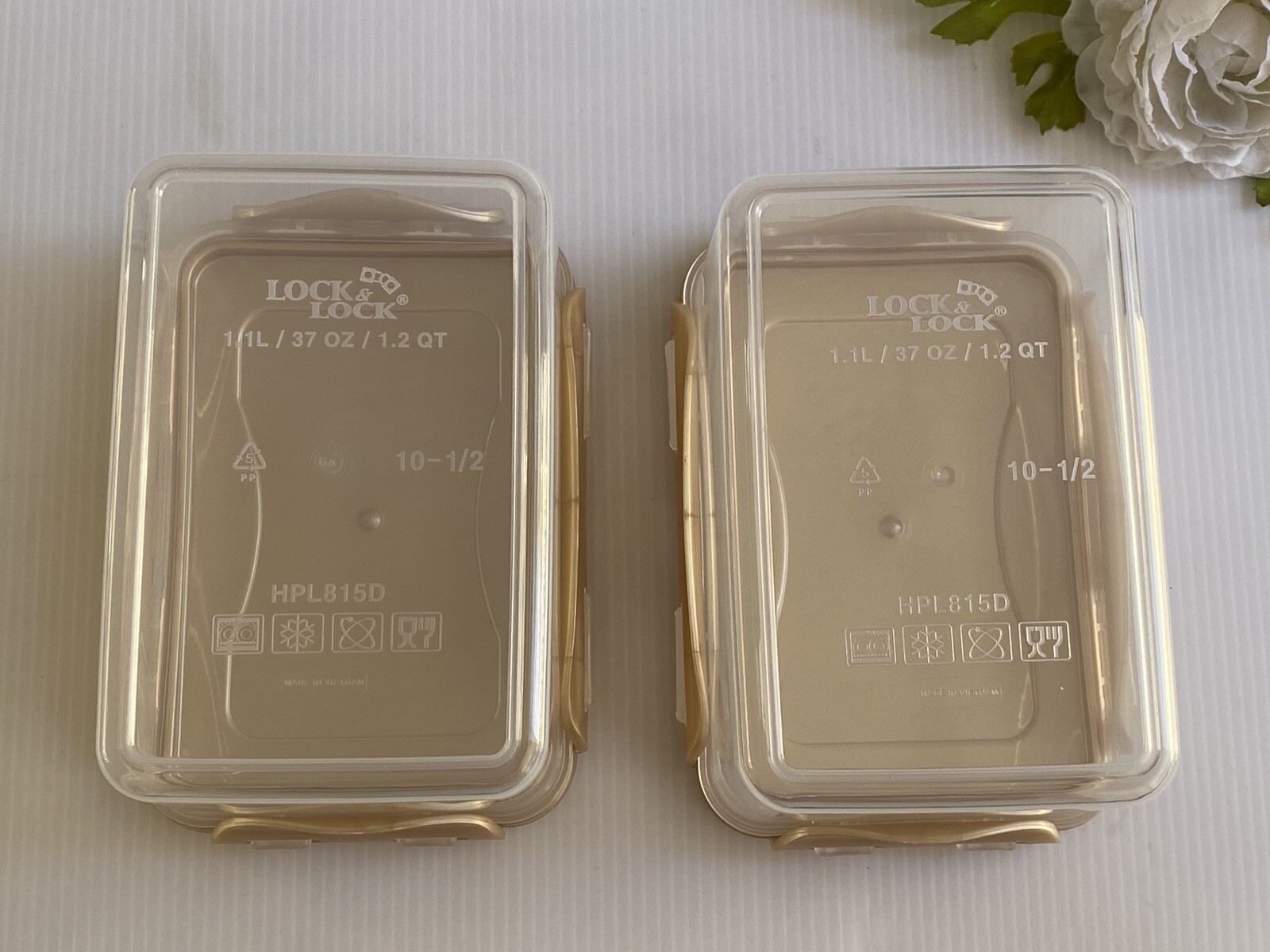 NEW Locknlock 2-Pc RECTANGLE Shaped Containers Nestable Food Storage GOLDEN SAND