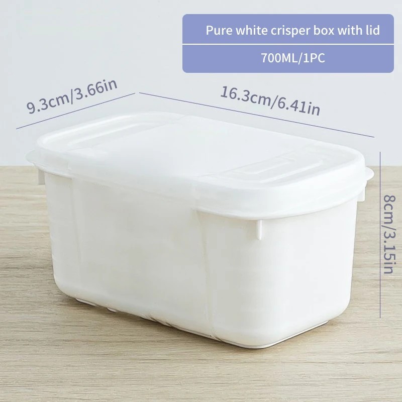 700ml Food Grade Fridge Storage Box Fruit Veg Meat Divider Container Organizer
