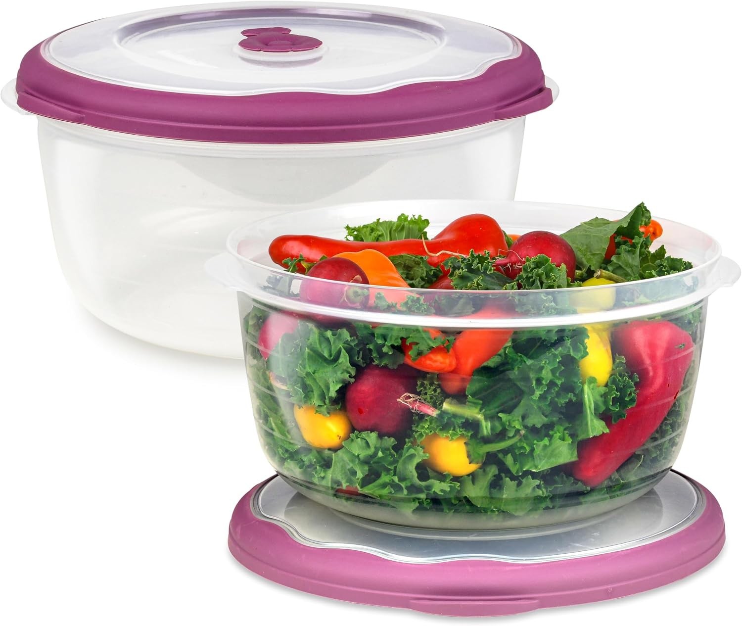 Large 10 Cup Food Storage Bowl with Lid, Salad Bowl With Airtight/Steam Vent …