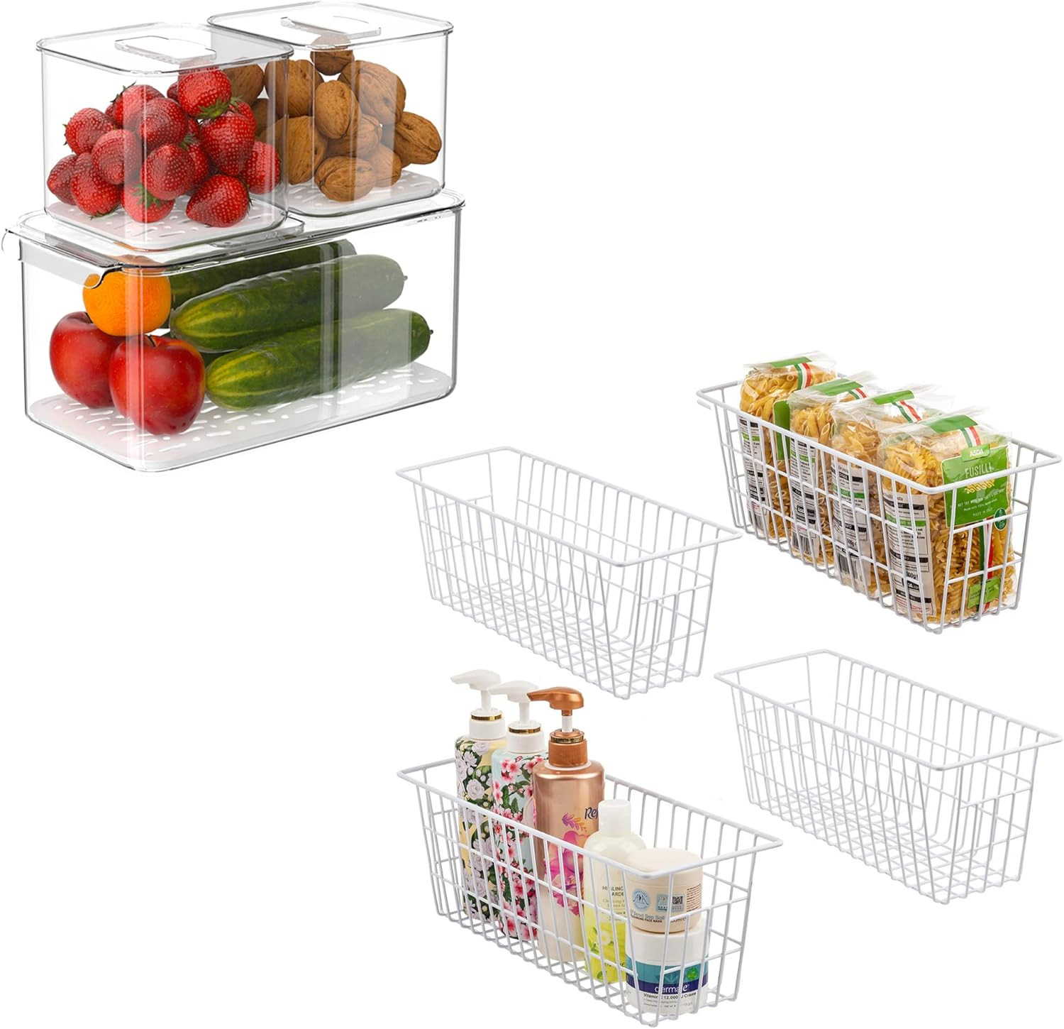 Food Storage Containers and Wire Baskets