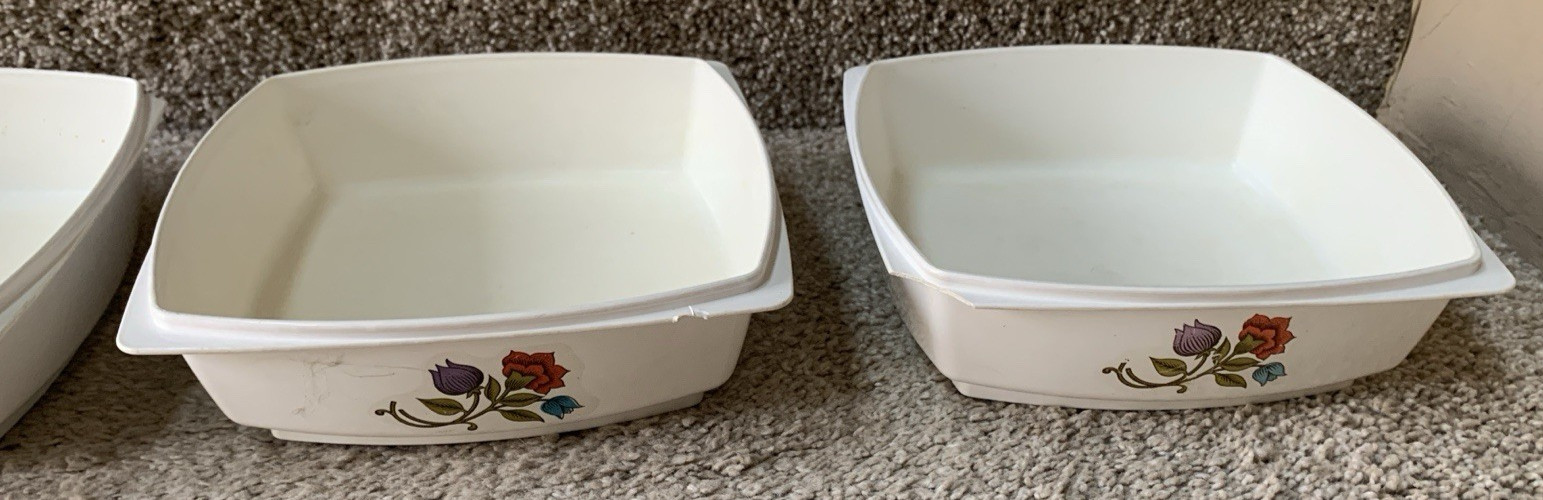 Vintage Hefty Floral Flower Leftover Food Containers Plastic 10 pc Set 6 Lids