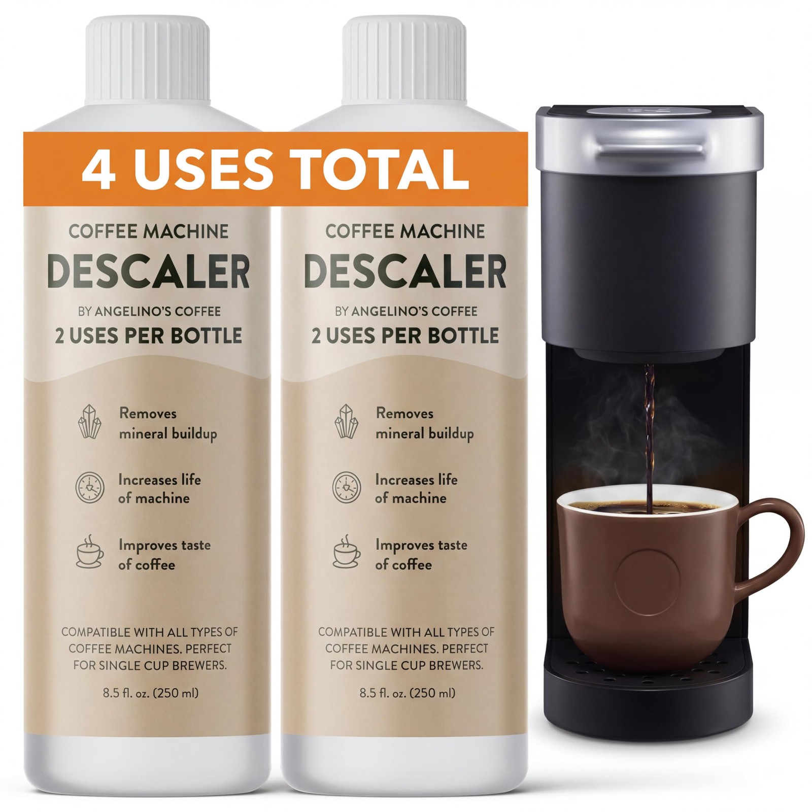 Universal Descaling Solution for Keurig, Nespresso, 8.5 Fl Oz (Pack of 2)