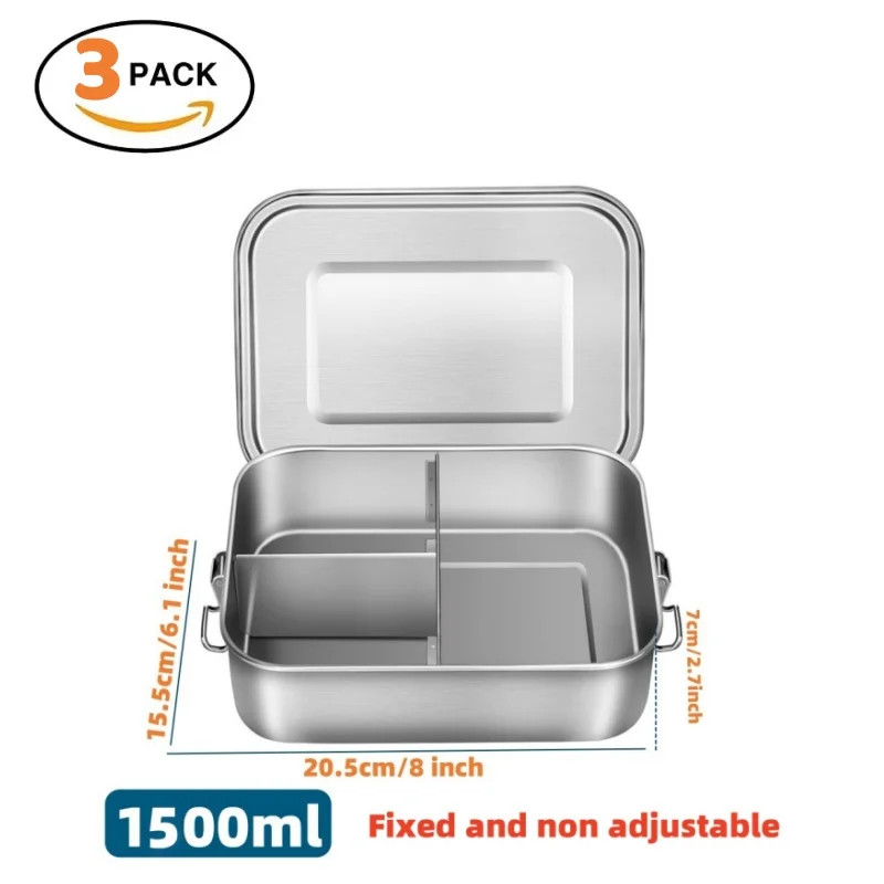 1 Pc Leakproof Stainless Lunch Box Bento Meal Prep Container Dishwasher Safe