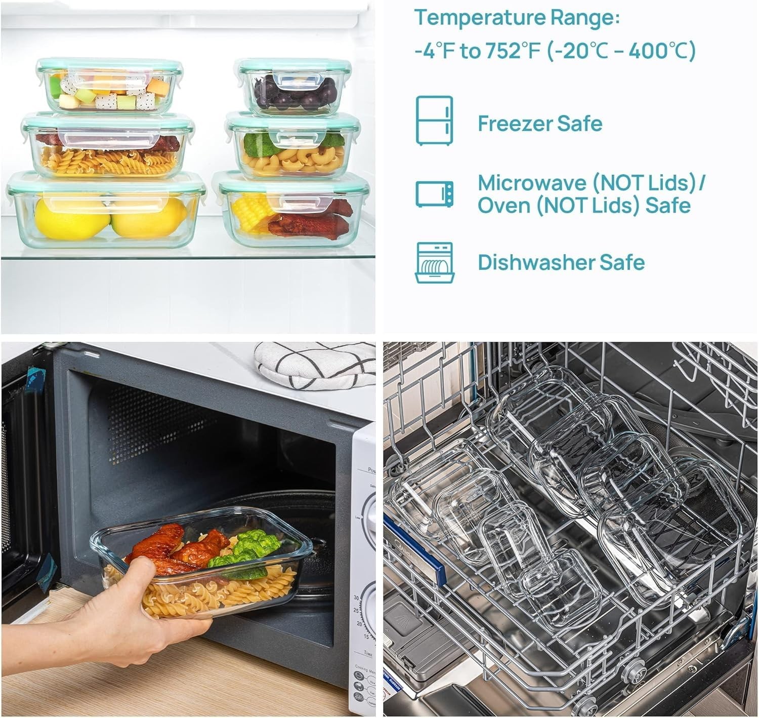 8 Pack Glass Food Storage Containers with Airtight Lids Glass Meal Prep