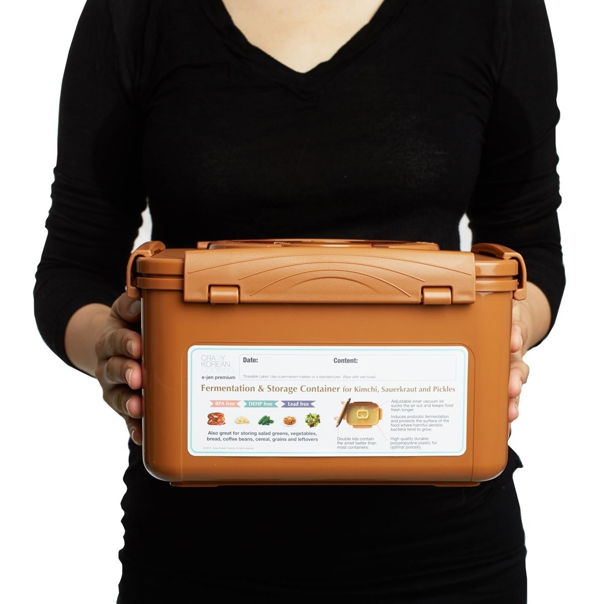 Premium Kimchi Fermentation Container with Vacuum Lid, 1.3 Gal, Sauerkraut Stora