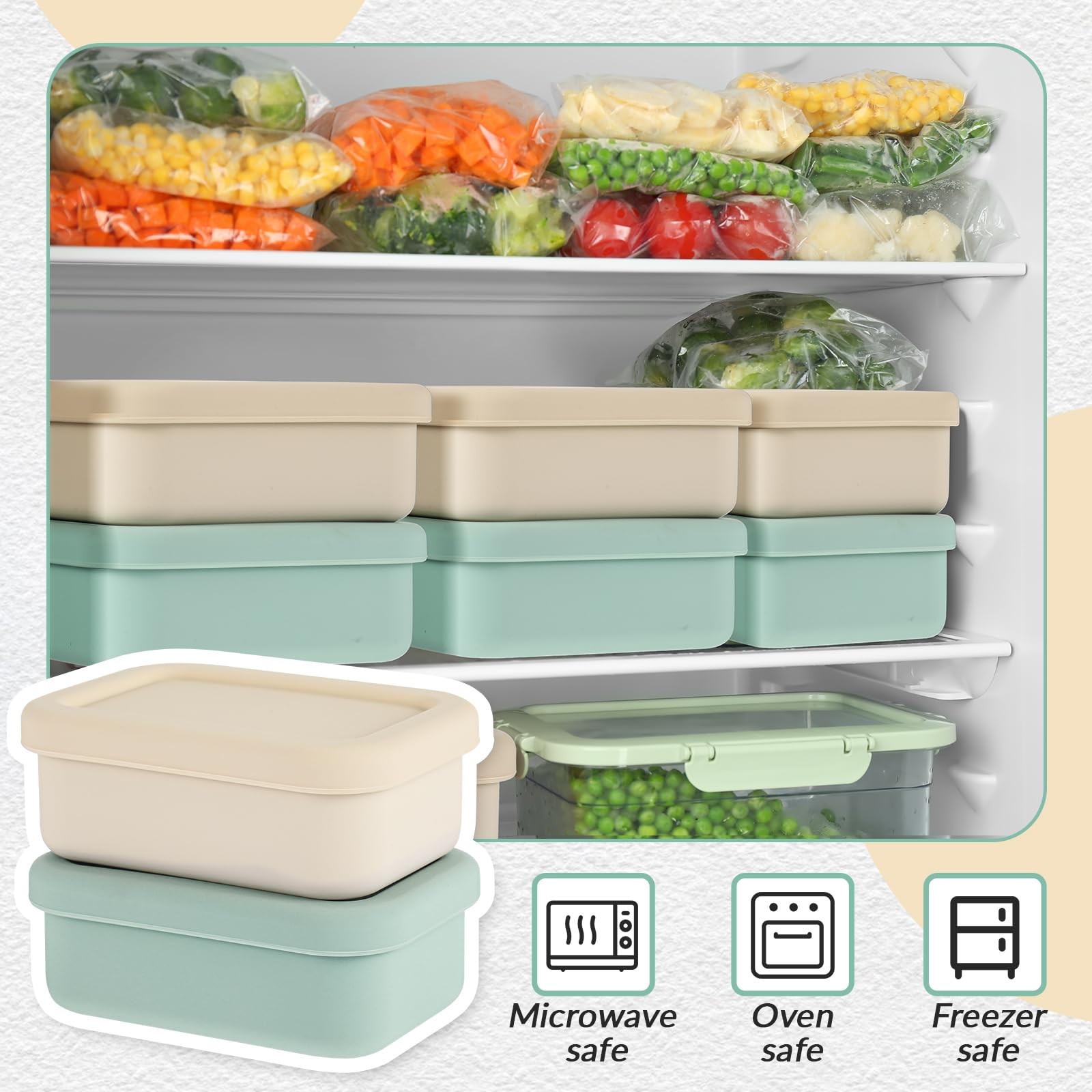 Teenyyou 6 Packs 1 Cup Silicone Soup Freezer Molds with Lid Silicone Soup Fre…