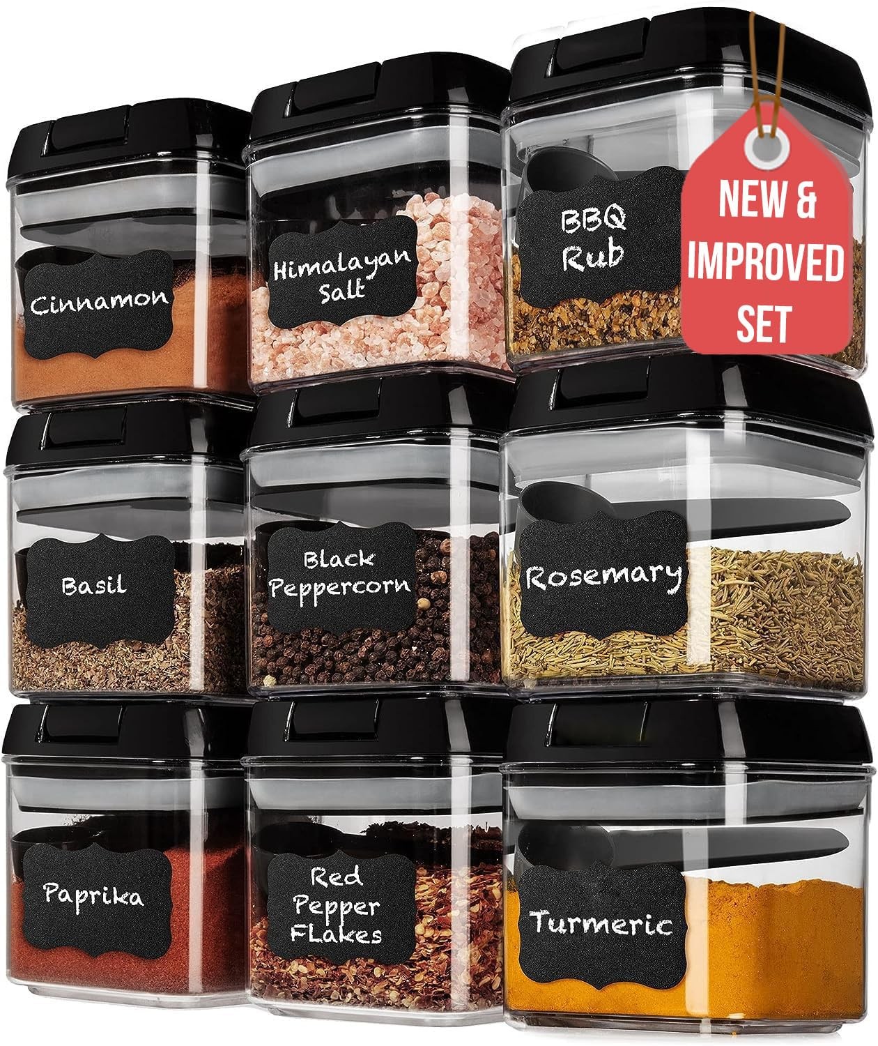 9 PC Airtight Food Storage Containers – BPA Free Clear Plastic Snack & Spice …