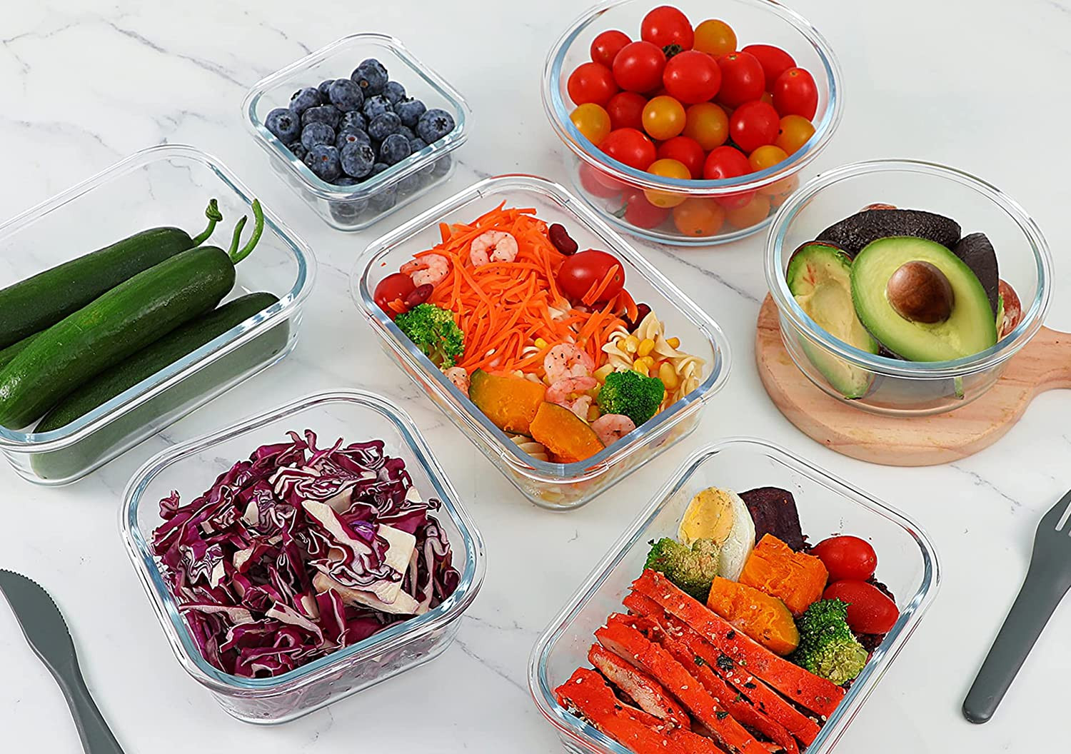 24-Piece Glass Food Storage Containers with Upgraded Snap Locking Lids,Glass Mea
