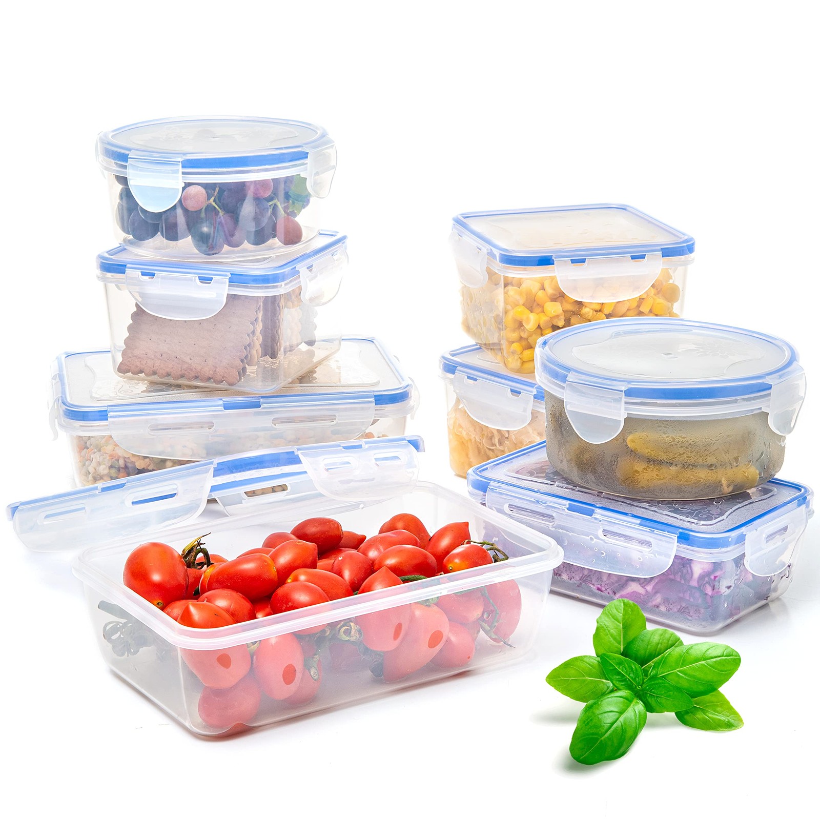 Air Tight 16 Piece Plastic Food Storage Containers with Lids, Safe Lunch Box …