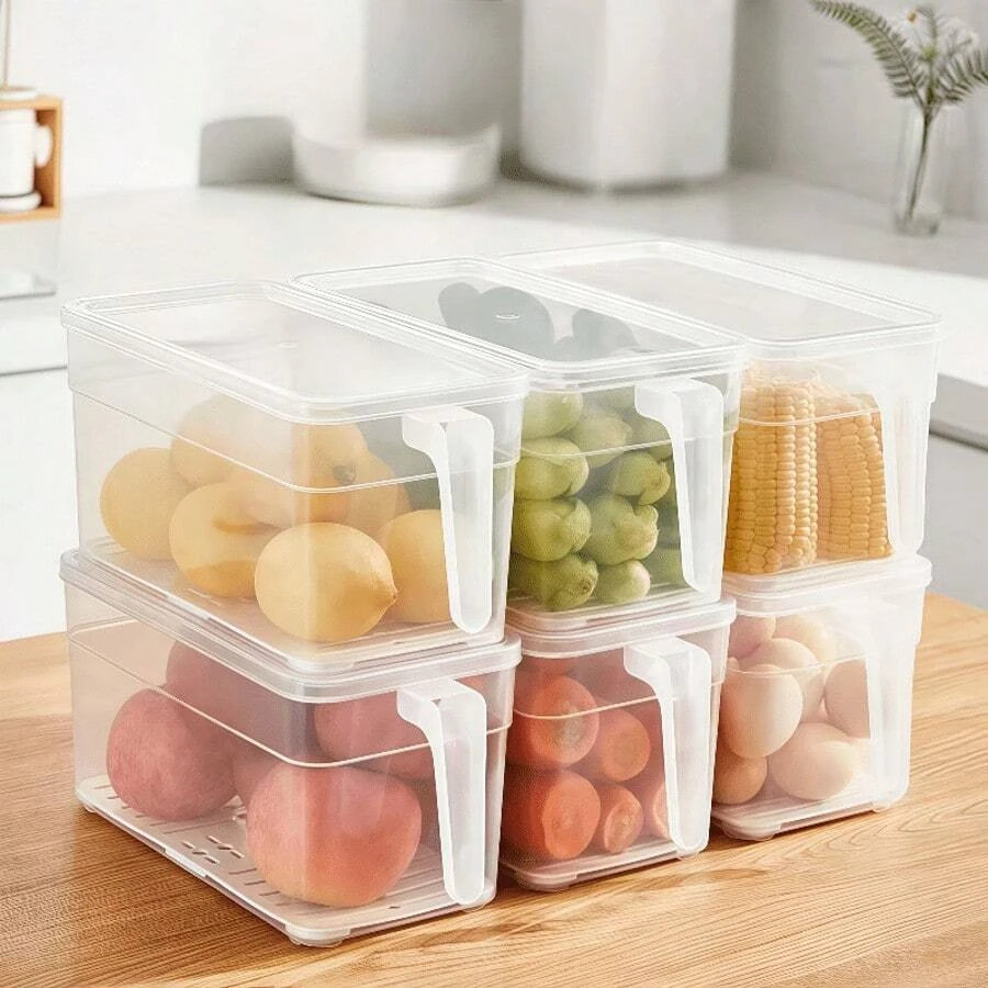 Refrigerator Storage Boxes with Handles, Food Organizer (3-Piece Set)