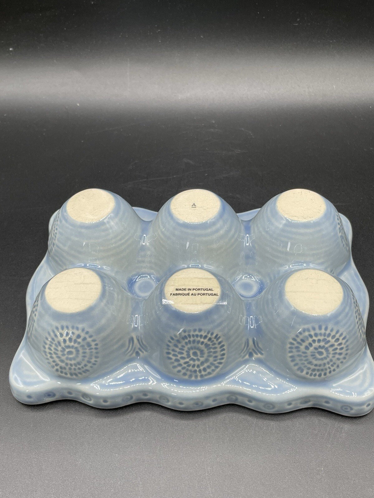 Anthropologie Old Havana Egg Crate Crackle Glazed Stoneware 1/2 Dozen Blue New