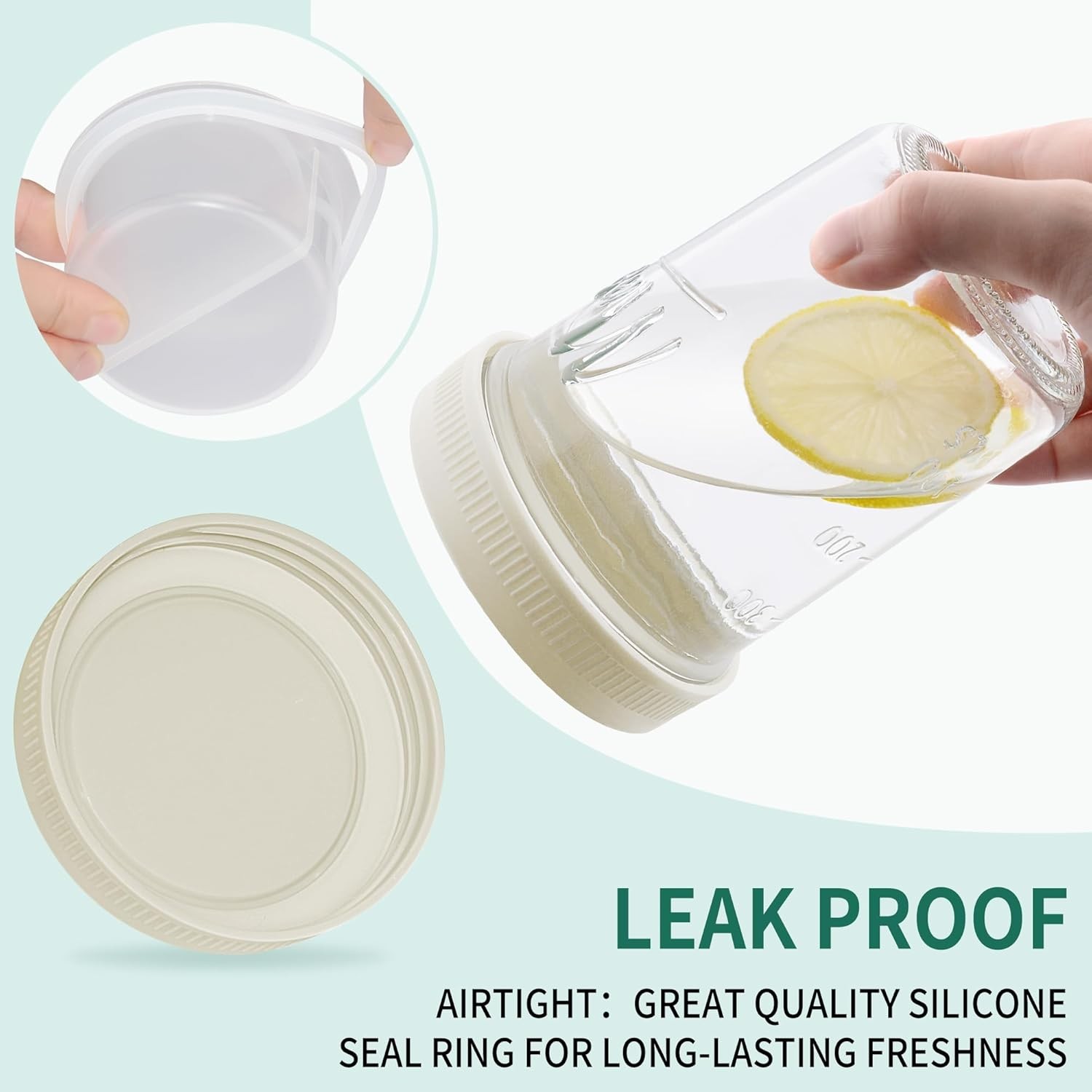 16 oz Overnight Oats Containers with Lids, 6-Pack Leak-Proof Wide Mouth Mason