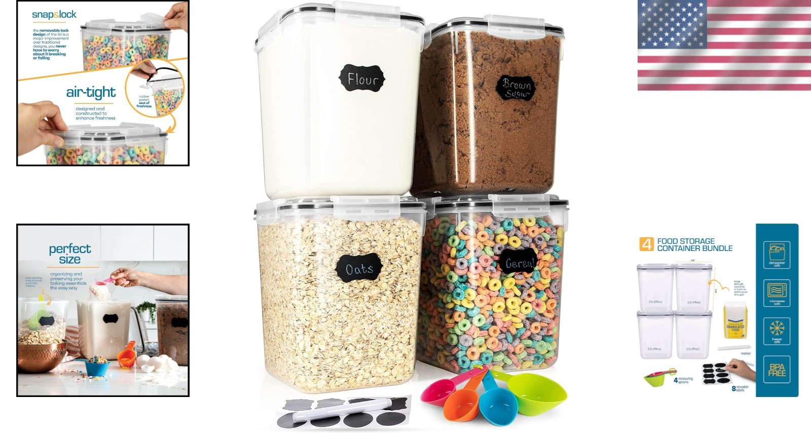 Complete 5.3L Storage Containers Set – Airtight Kitchen Canisters with Extras