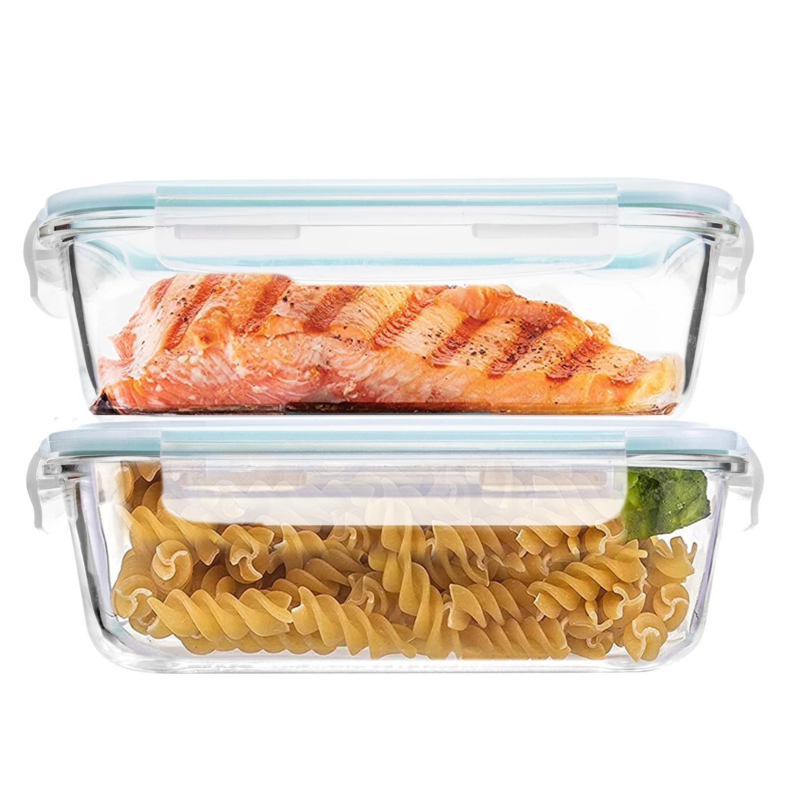 Luvan 2Pack 60Oz Large Glass Storage Containers with Lids, Meal Prep Food Con…