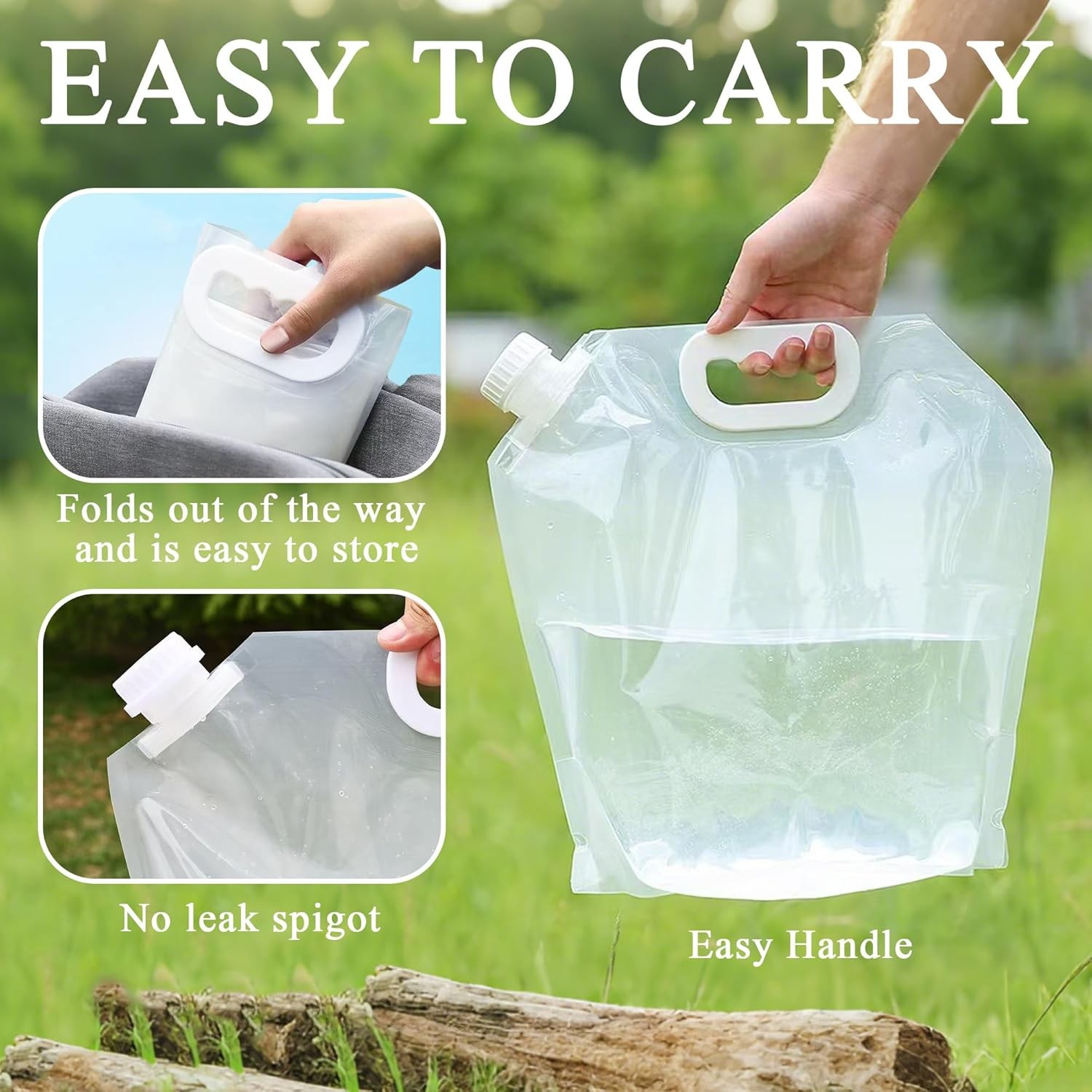 4 Pack Collapsible Water Jugs, 1.3/2.6 Gallon – BPA Free Clear Plastic Water Bag