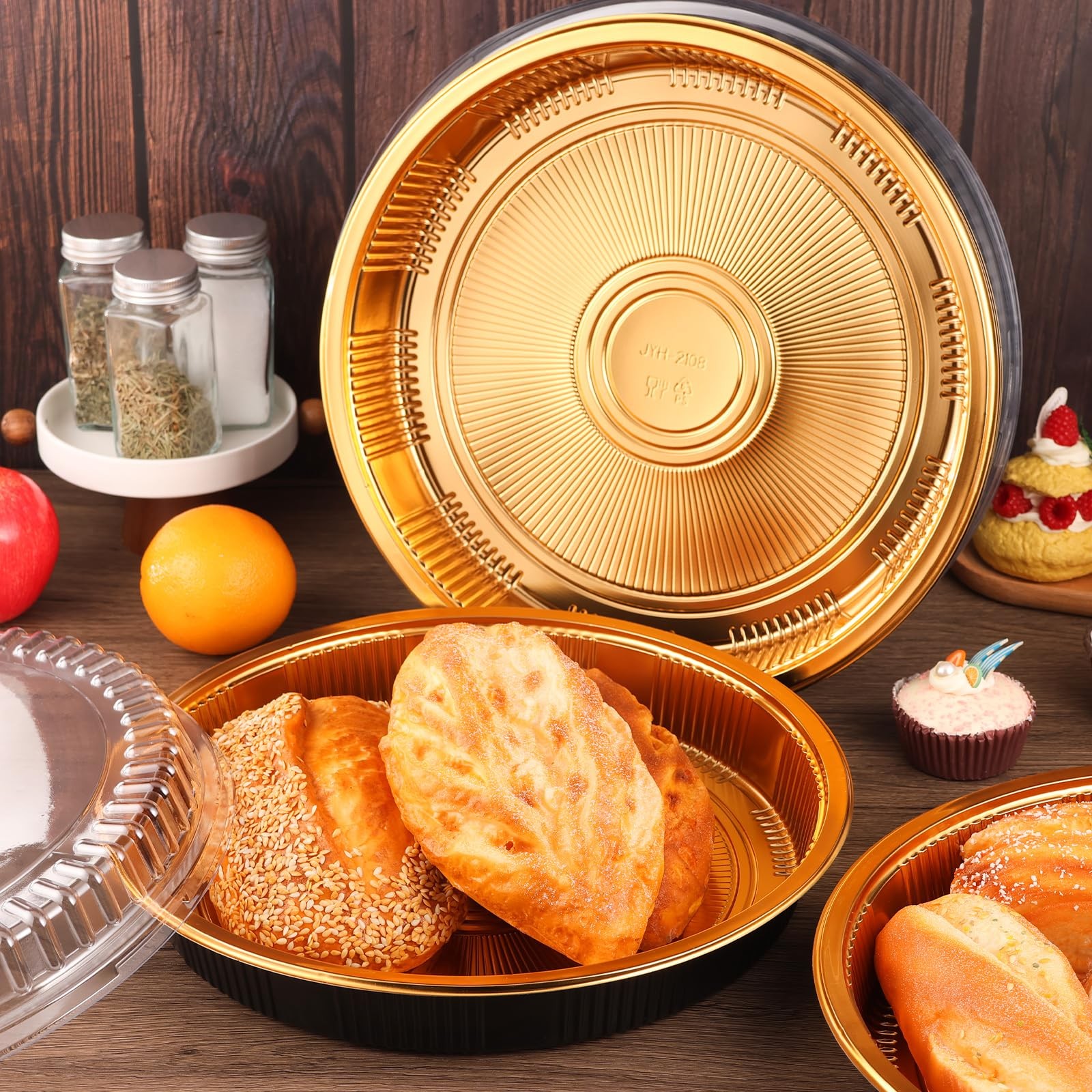 Yoiemivy Disposable Pie Carrier with Clear Lid, 9”/11” Plastic Serving Tray…
