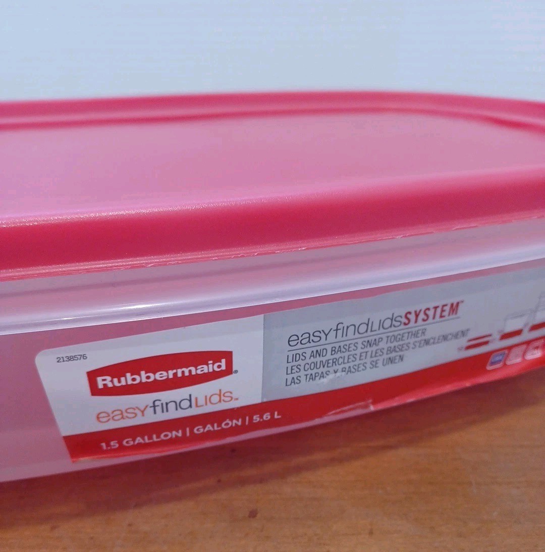 Rubbermaid Easy Find Lid Food Storage Container 1.5 Gallon 24 Cup Red Lid 7J73