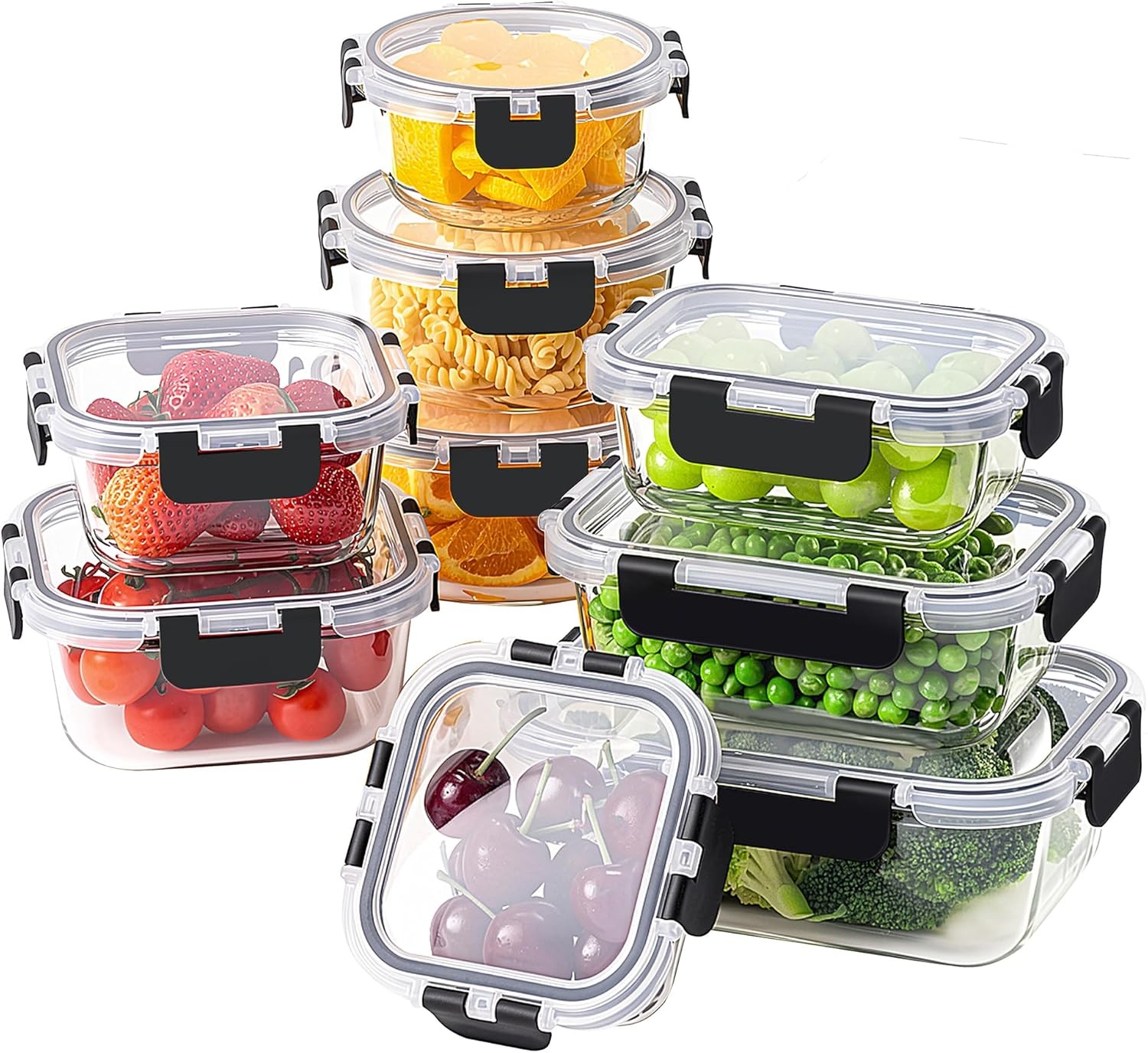 18 Piece Glass Food Storage Containers with Lids, Glass Meal