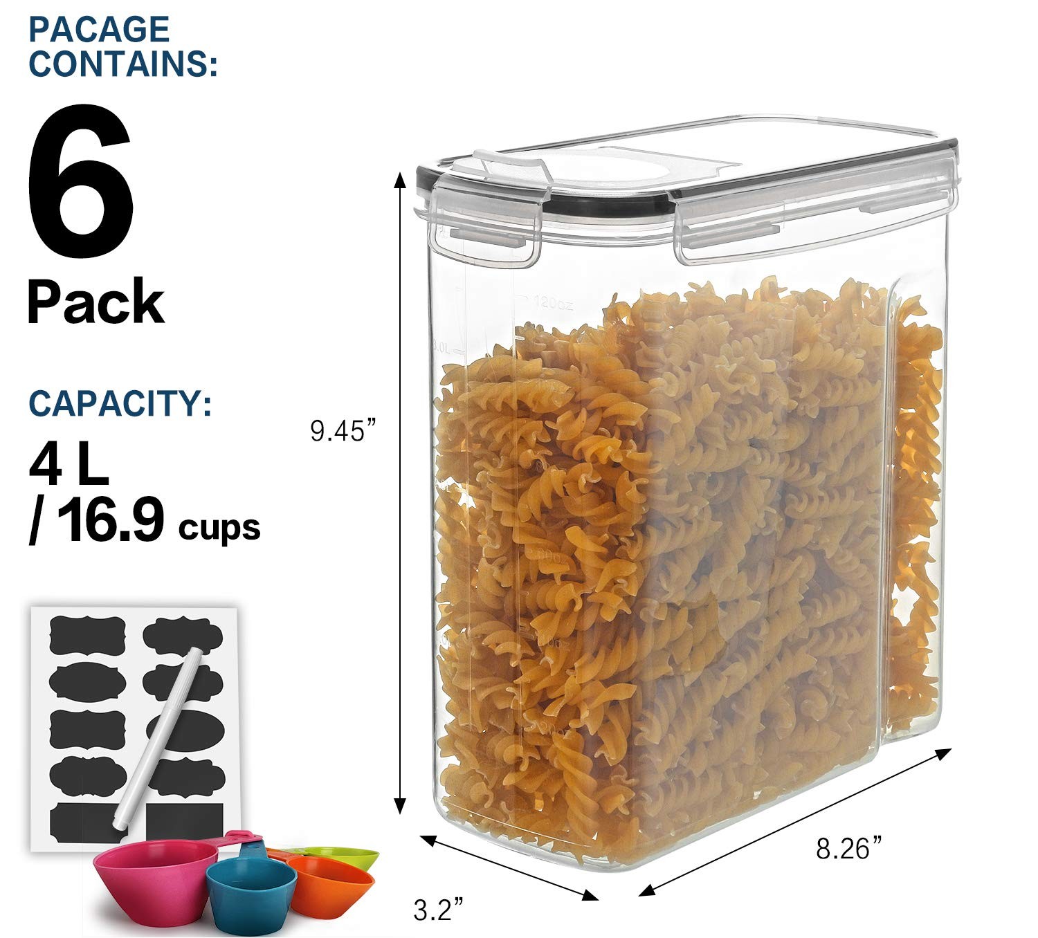 Cereal Container Set, MCIRCO Airtight Food Storage Containers ((4L /135.2oz) …