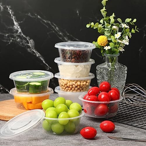 40 Pack 8oz Small Plastic Containers with Lids for Slime Foam Ball Storage