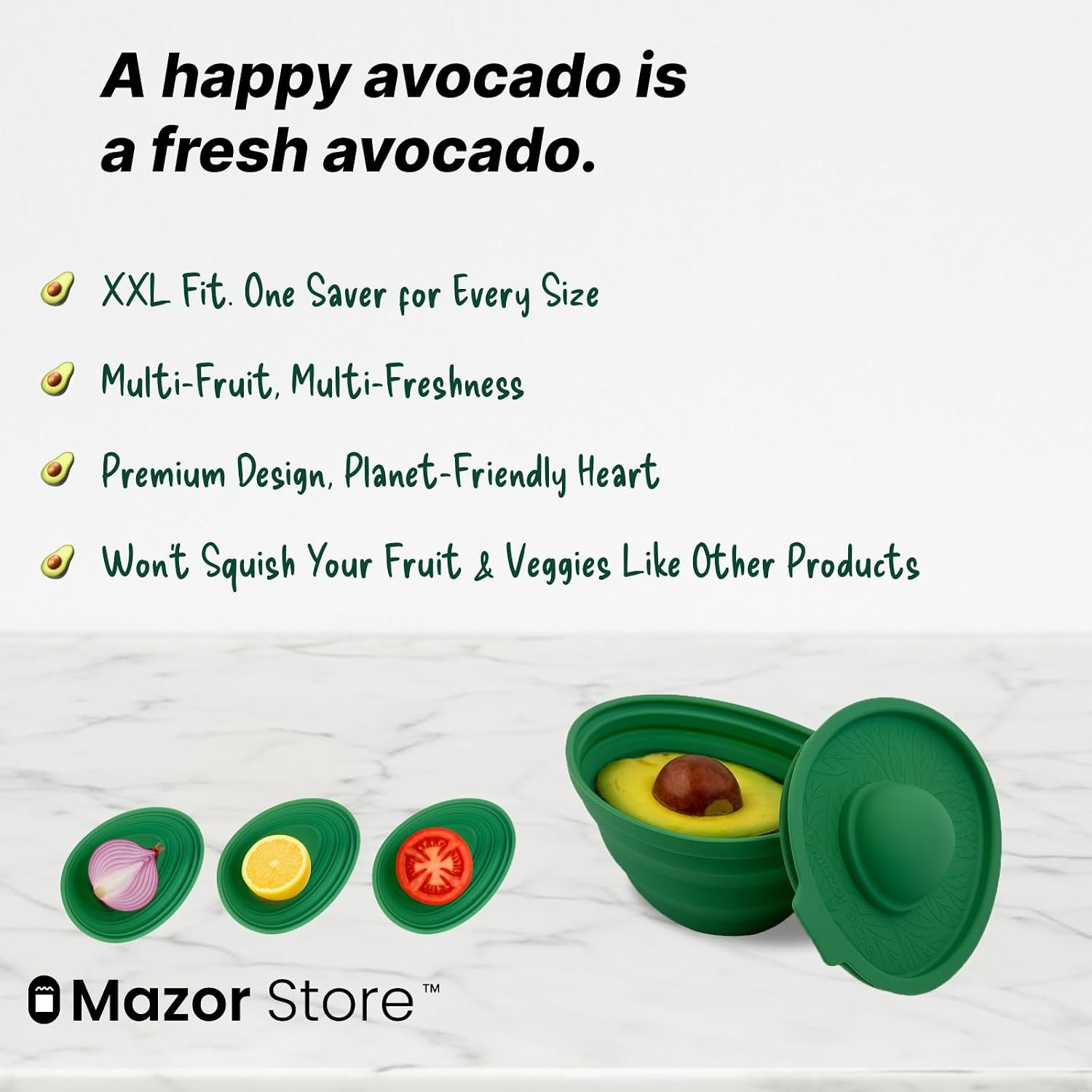 Collapsible Avocado Keeper with Lid Reusable Food Storage Container Avocado