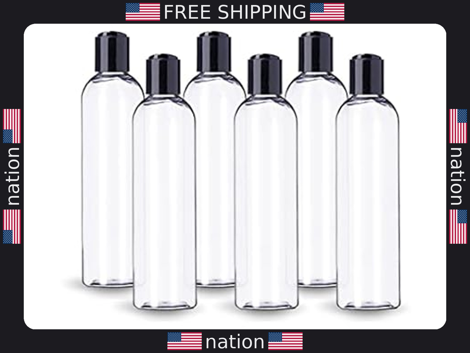 6 Pack of 8 oz Clear Plastic Bottles with Caps – Perfect for Shampoo & Lotion