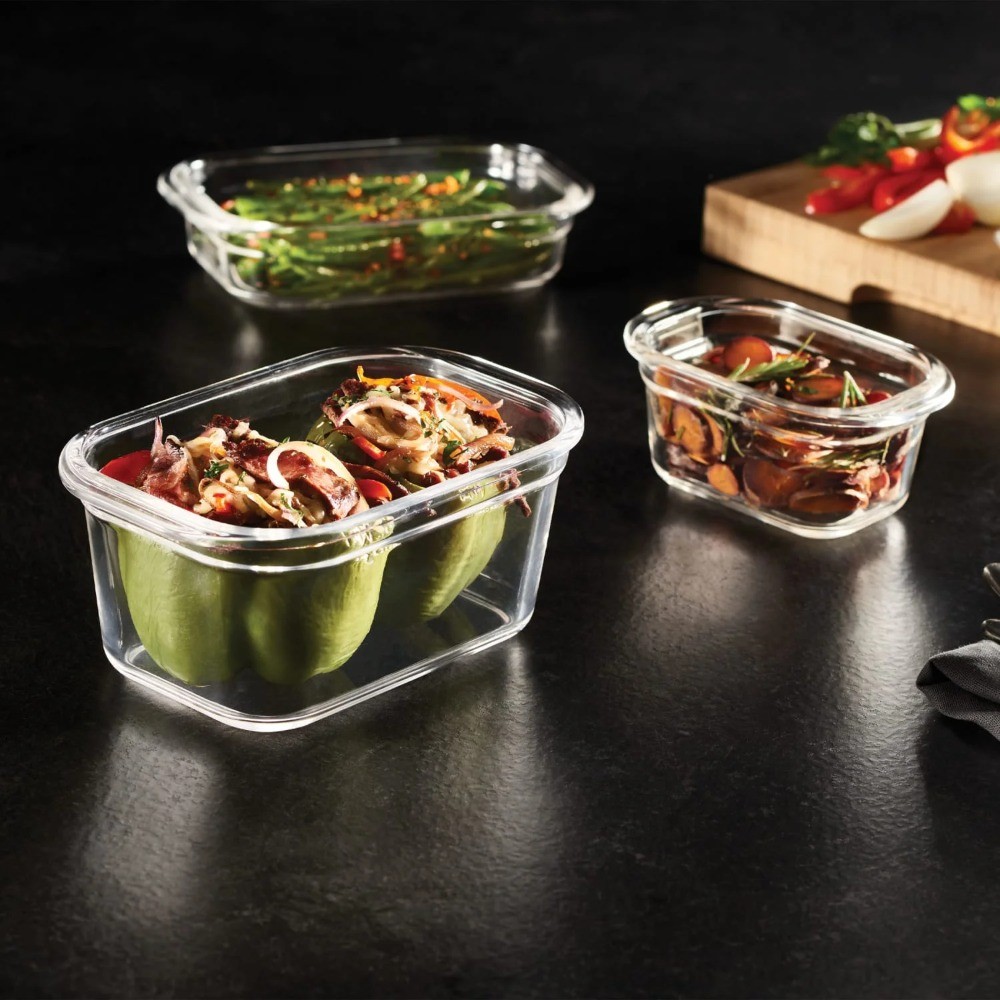 Brilliance 3-Pack Glass Food Storage Containers, 4.7-Cup, Leak Proof