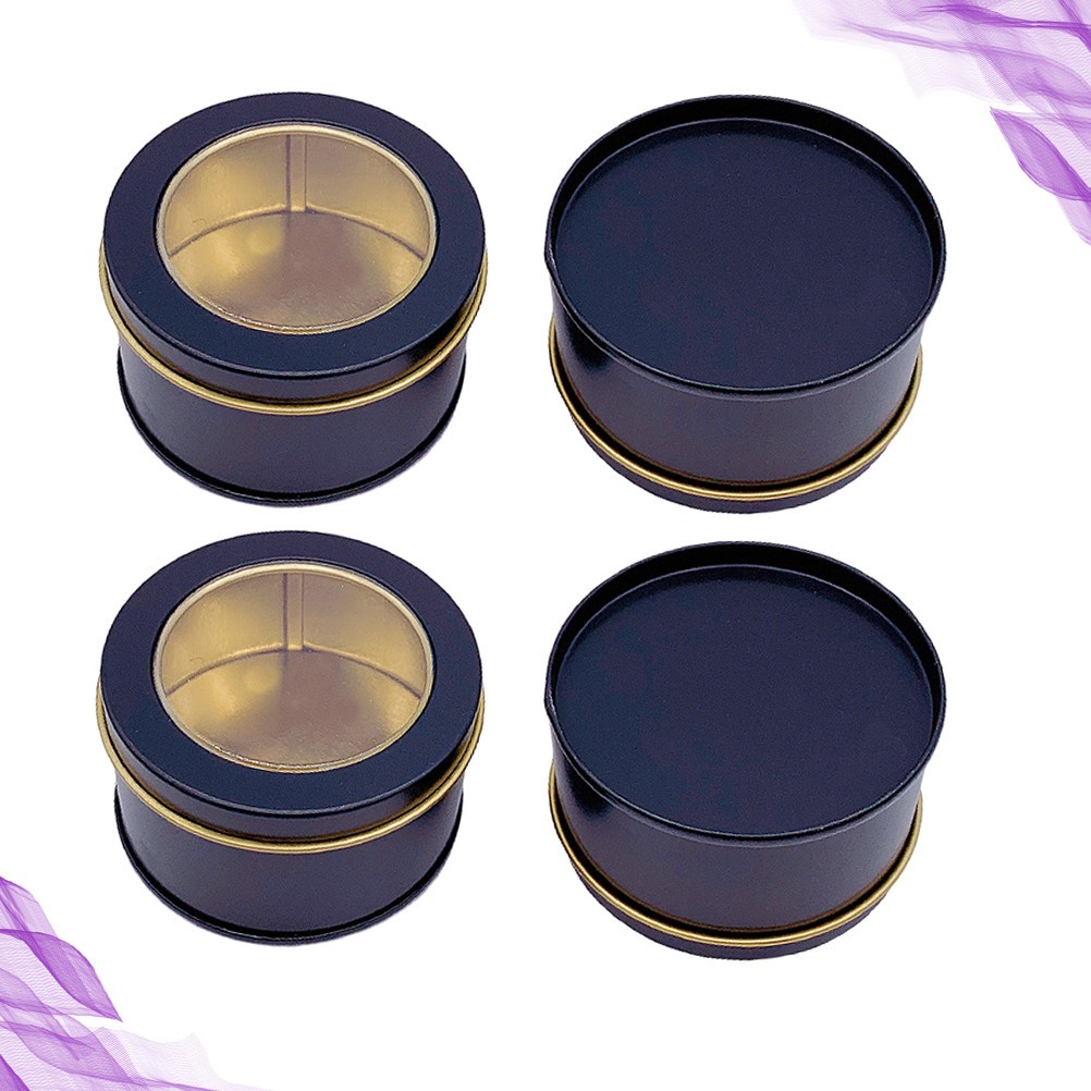 4 Pcs Decorative Tins with Lids Lidded Storage Box Tea Canister Sealed