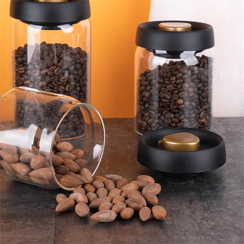 1pc Coffee Beans Vacuum Sealed Tank Household Glass Food Storage Tank for Moistu