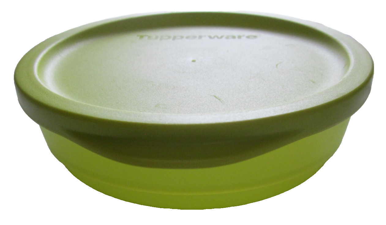 Tupperware Yellow Green Bowl Set #8032A-4 with matching lid 3/4 cup / 200 ml