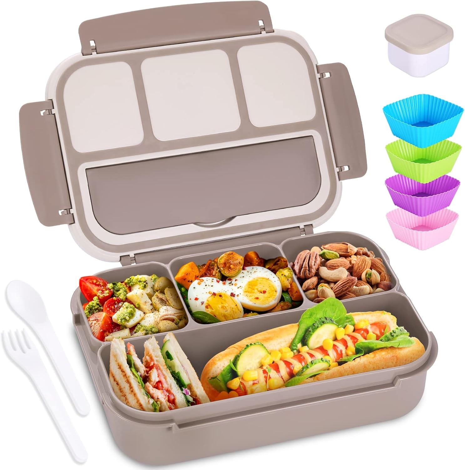 Bento Box Adult Lunch Box, Containers for Adults Men Women with 1200ML, Brown