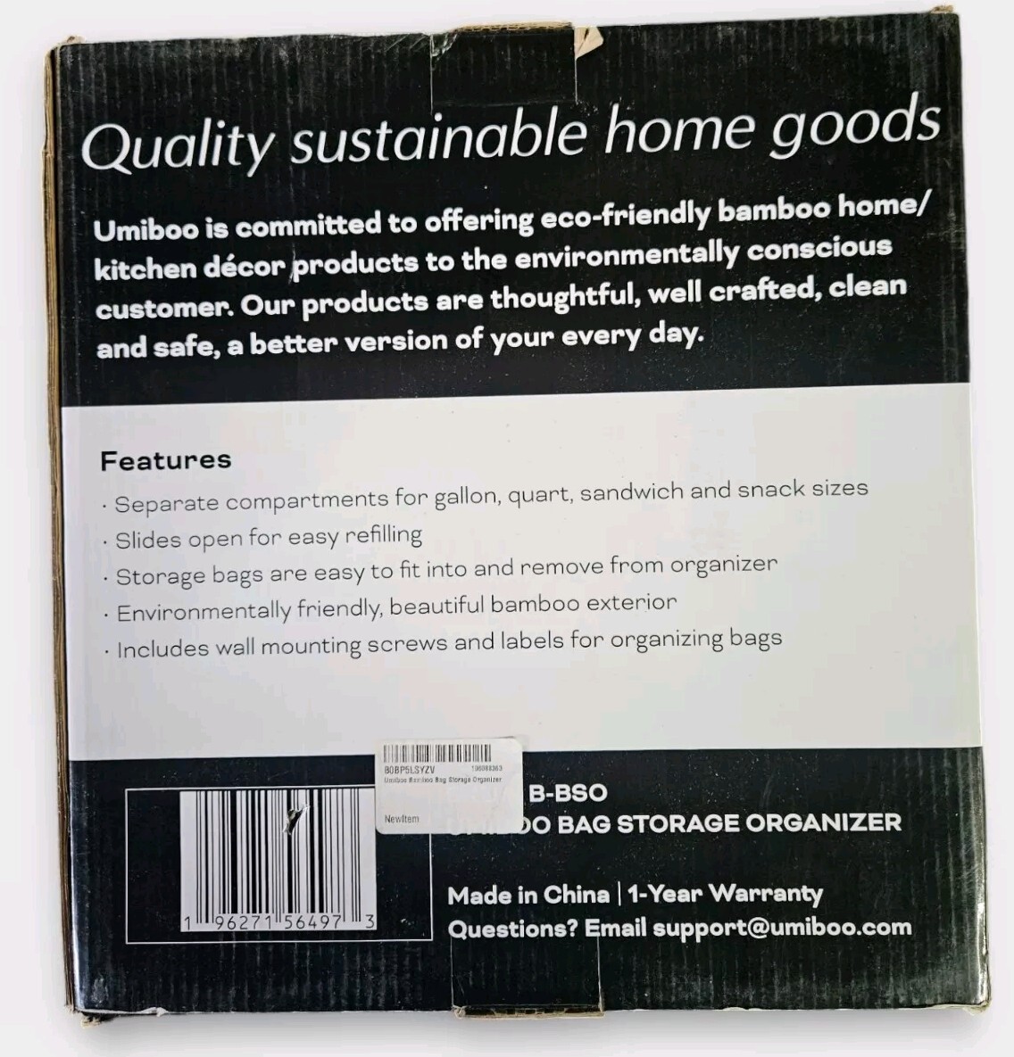Umboo Bamboo resealable bag organizer for drawer, storage bag organizer.