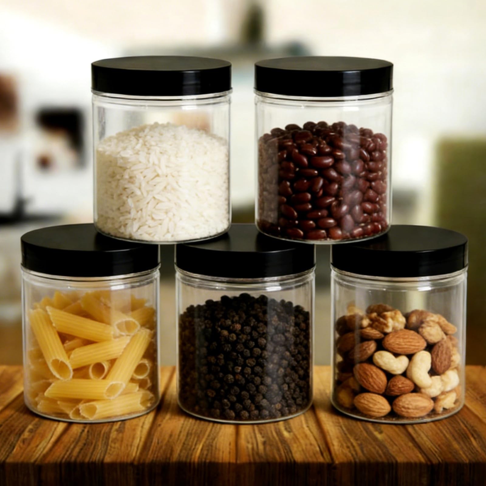 12 Pack 8 oz Clear Plastic Storage Jars with Black Lids for Body Butter, Bath Sa