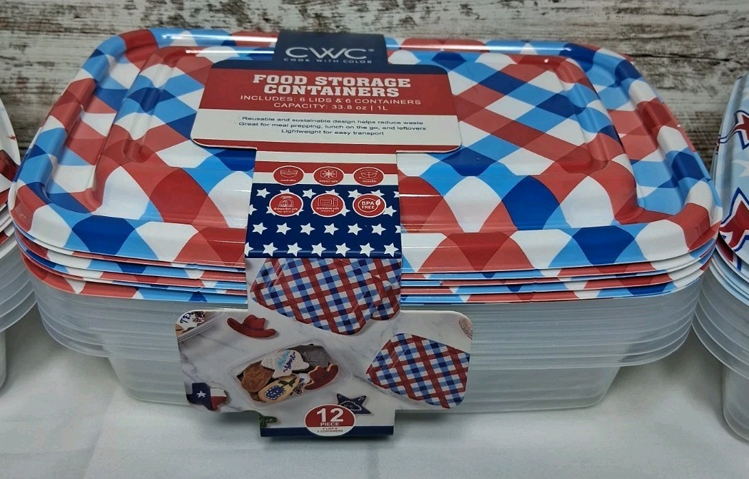 CWC Food Storage Containers With Lids 33.8oz/1L Each (18 Total) 3 Designs