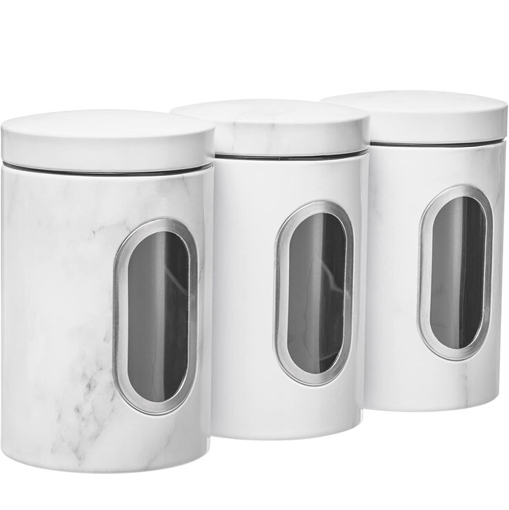 W Home Kitchen Canisters Food Storage Set of 3, Marble White ($24.05 on Amazon)