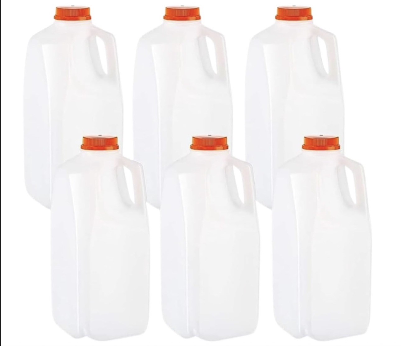 64 Oz. HDPE Plastic Juice/Milk Bottles with Caps – Pack of 60