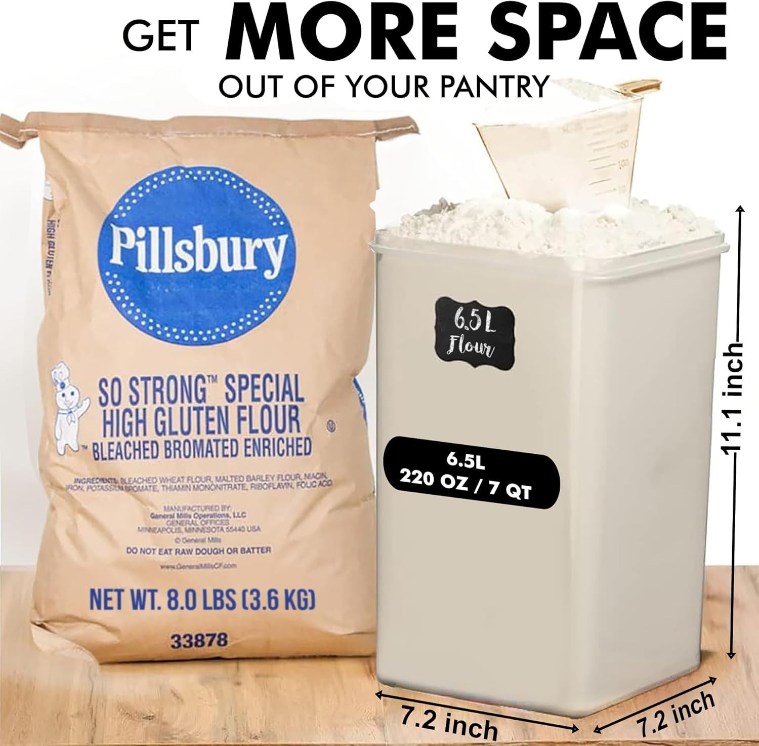 Stackable BPA-Free Food Storage Containers – 220 Oz, 2 Pack with Measuring Cups