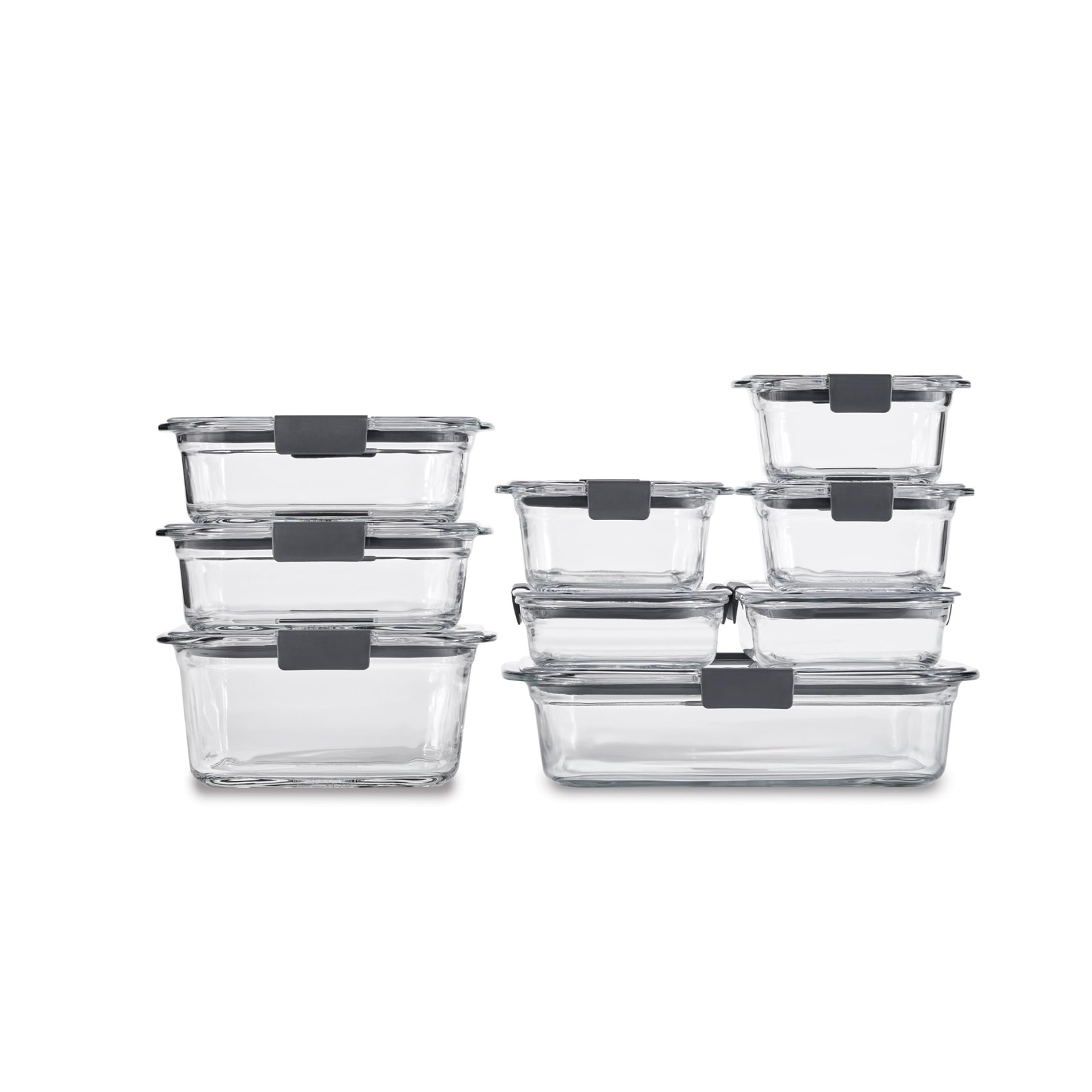 Rubbermaid Brilliance Glass Food Storage Assorted Sizes (18-Piece), Clear